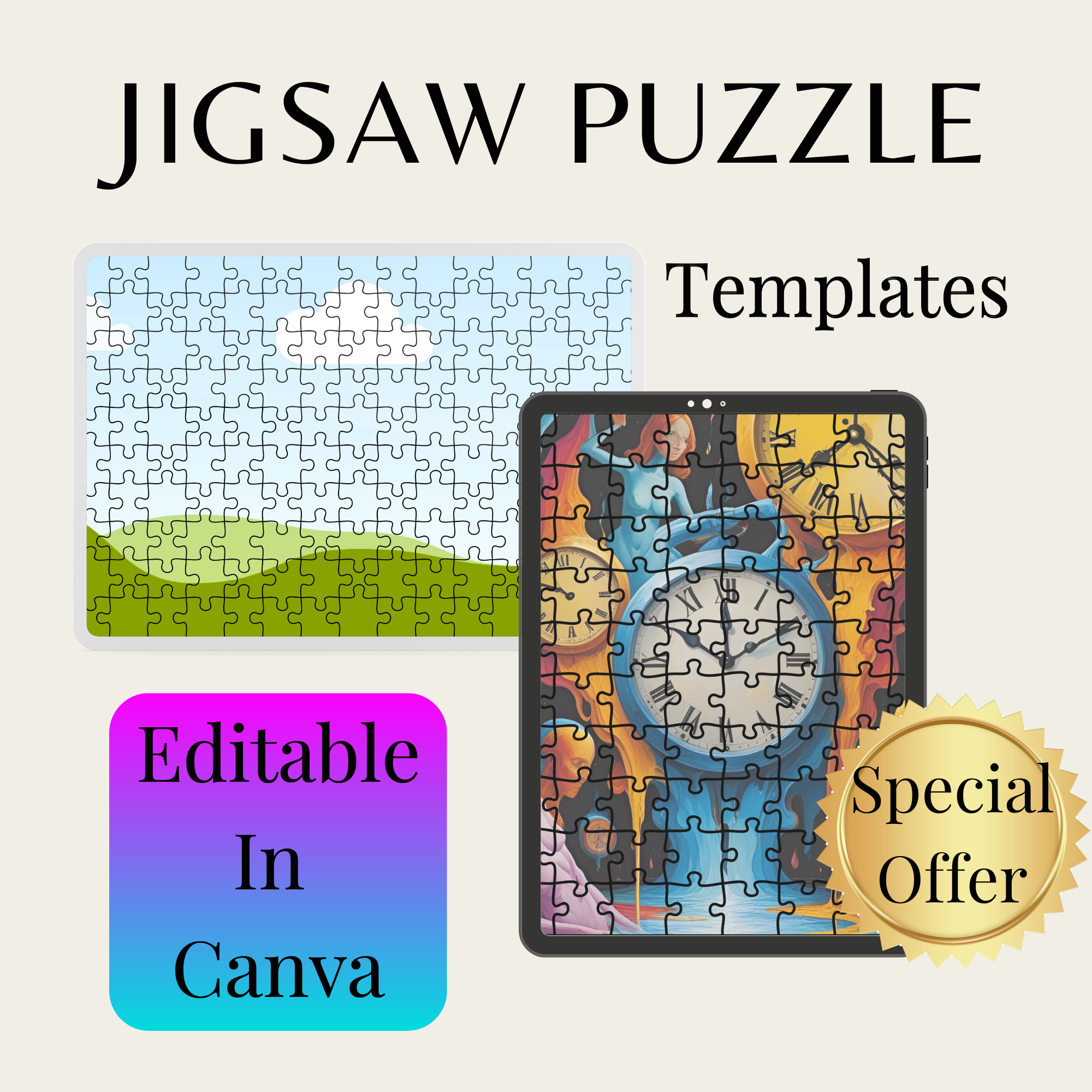 40 Drag & Drop Jigsaw Puzzle Templates – PLR