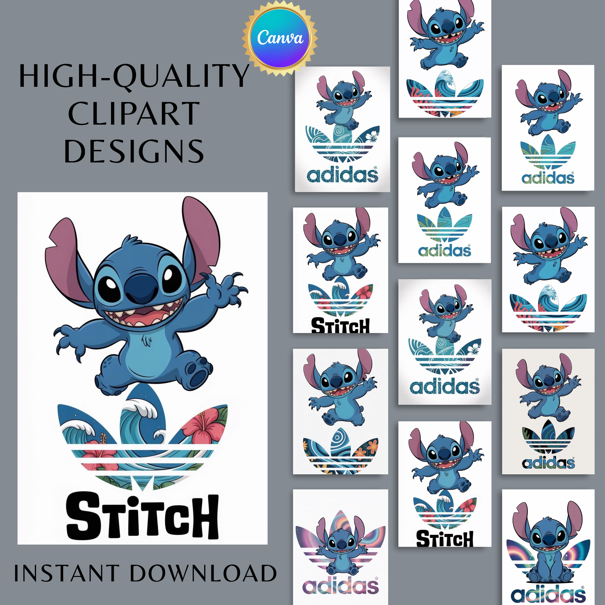Lilo and Stitch Adidas Clipart Bundle