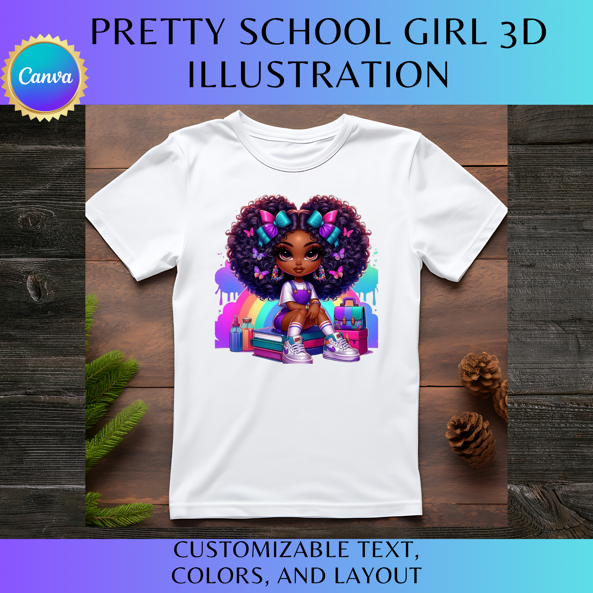 Pretty School Girl 3D Illustration