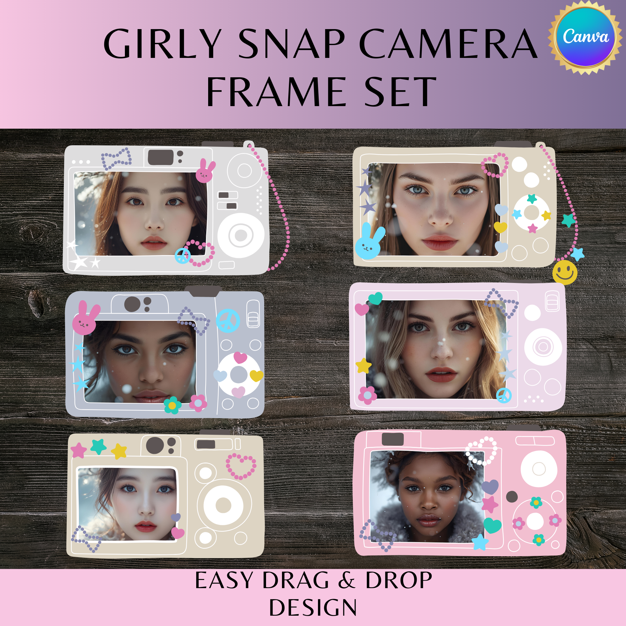 Girly Snap Camera Frame Set