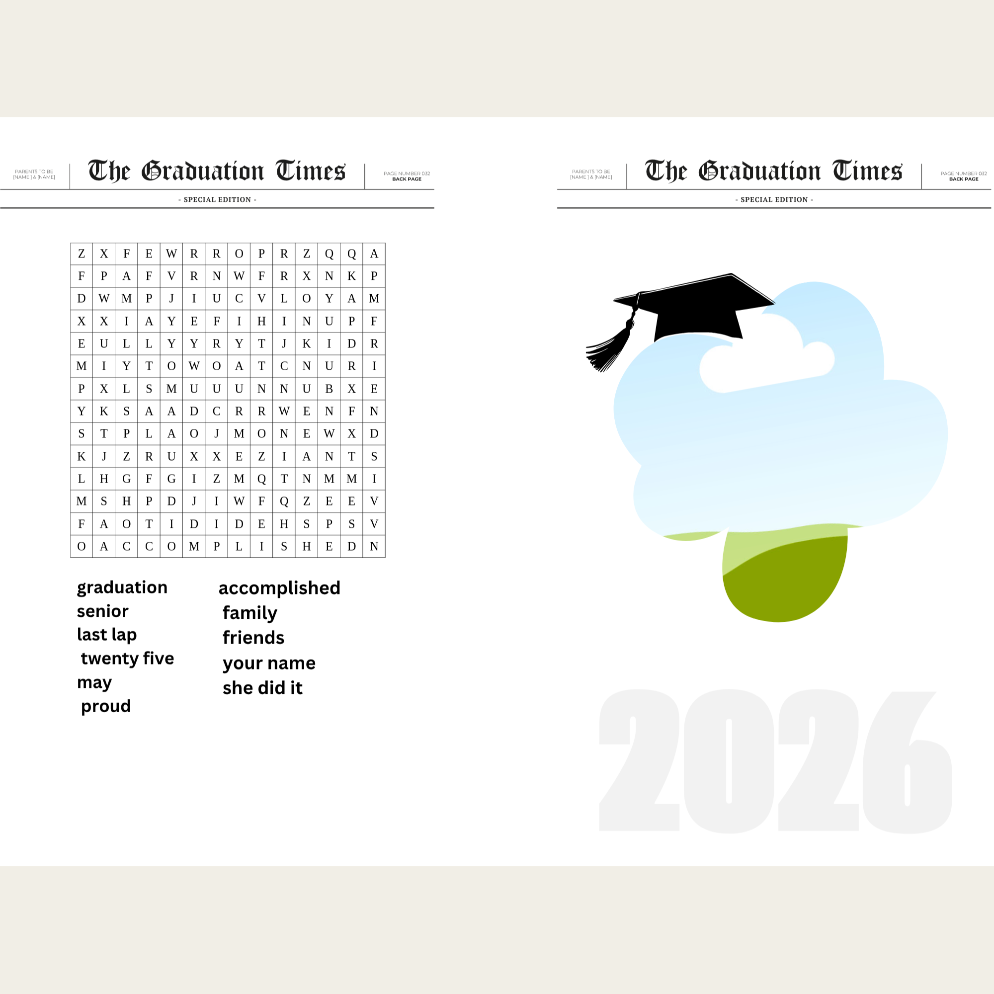 Grad Newspaper Editable Design – PDF Template