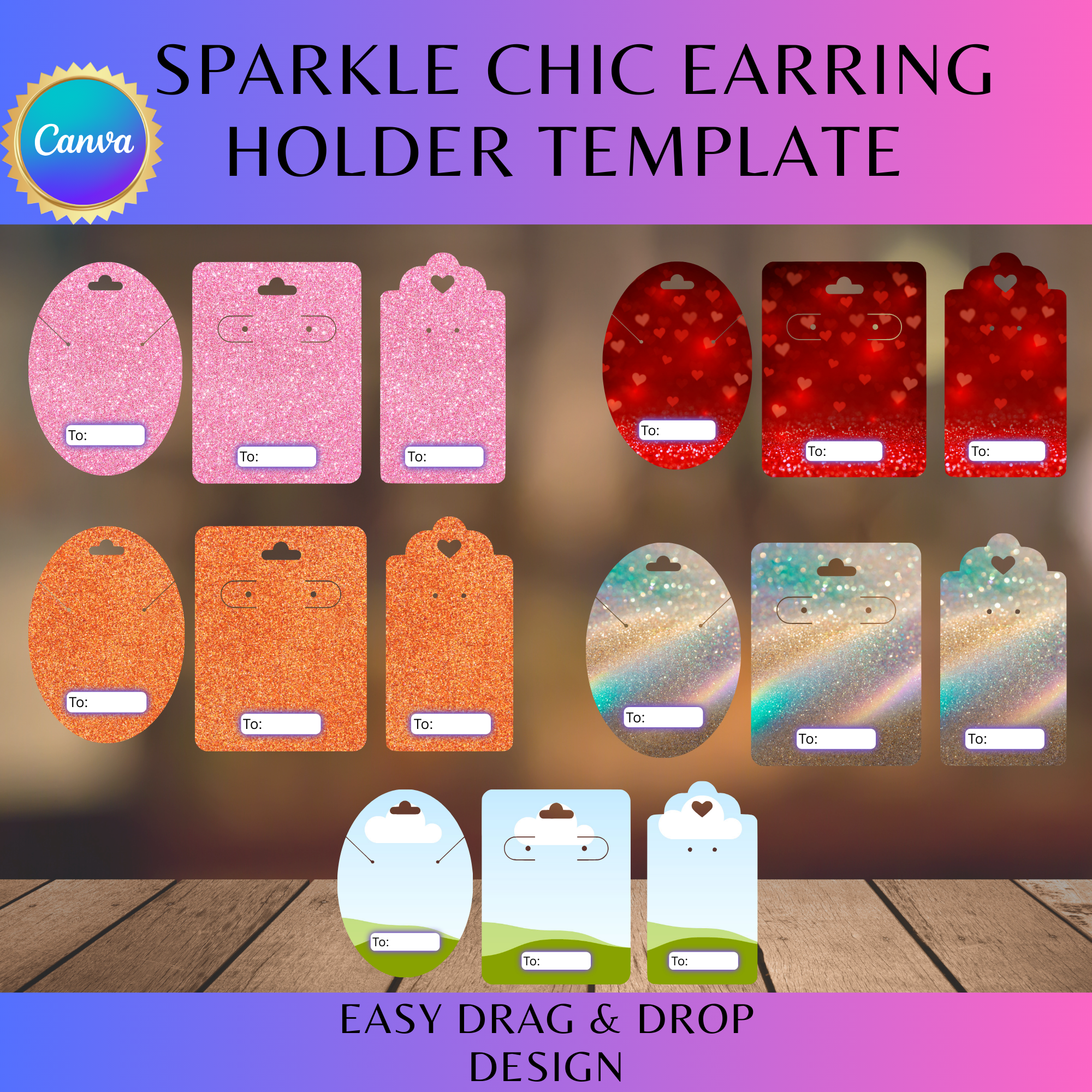 Sparkle Chic Earring Holder Template Bundle