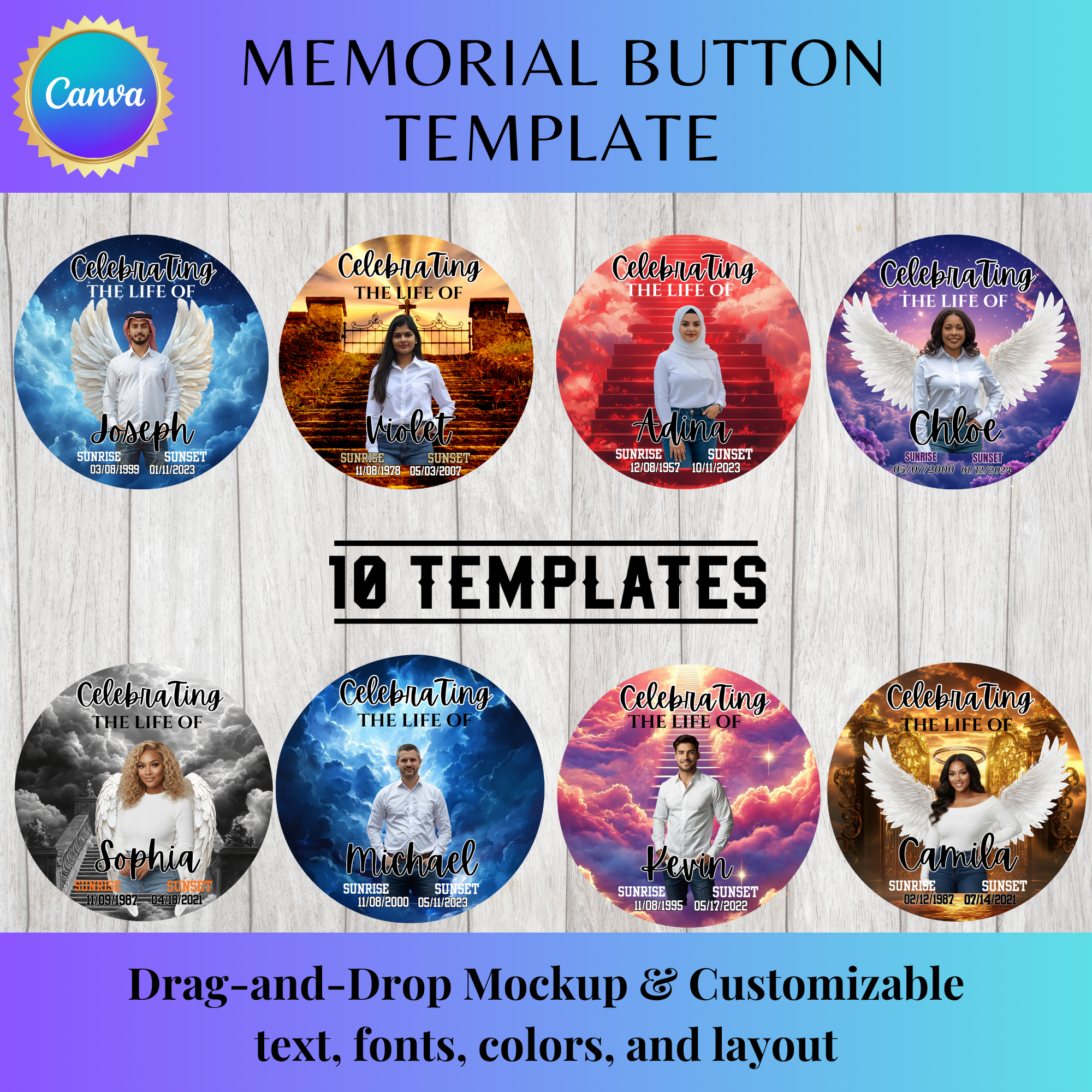 “Forever in Our Hearts” Memorial Button Template 