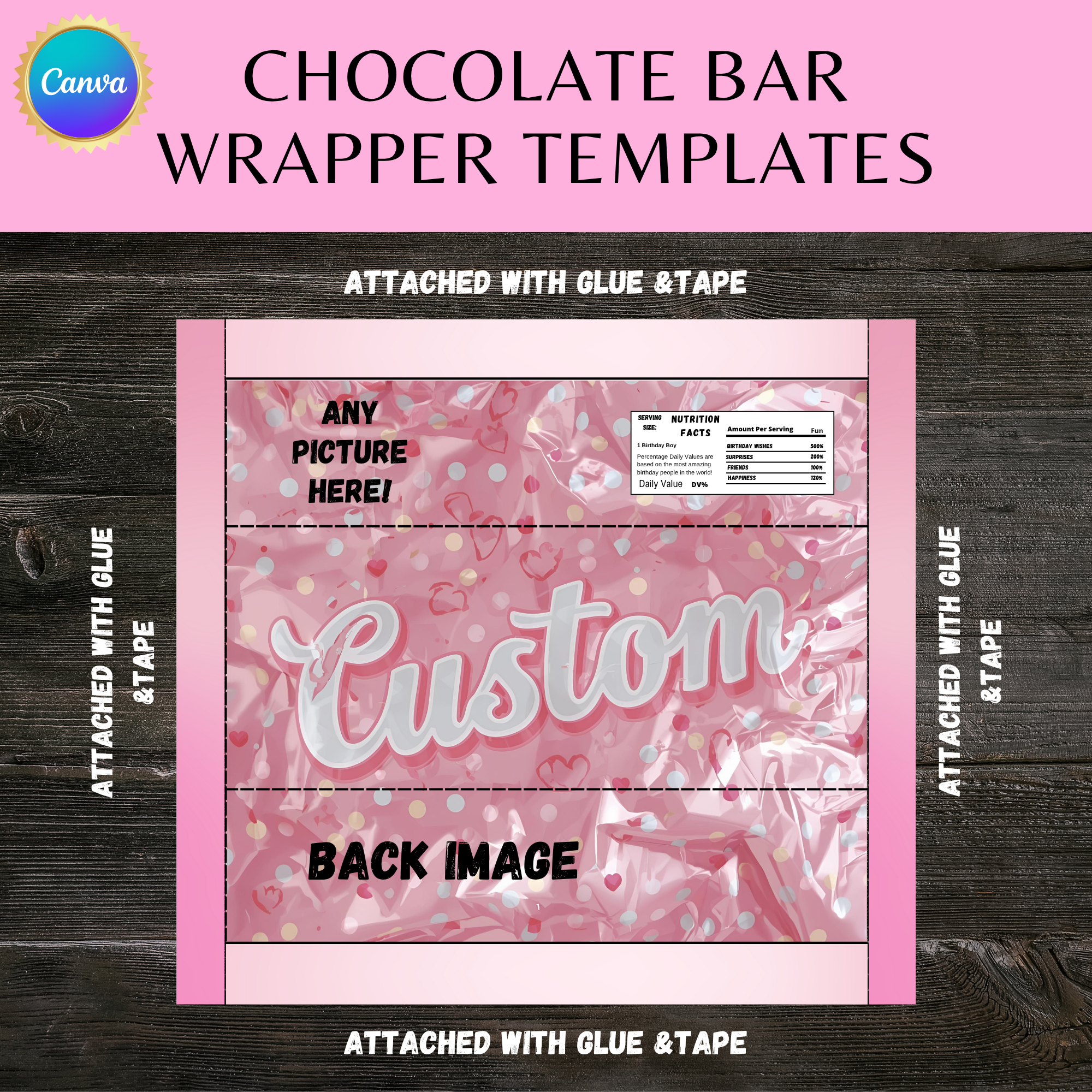 Sweet Treat Wrapper Template | 1.55 oz Chocolate Bar Design 