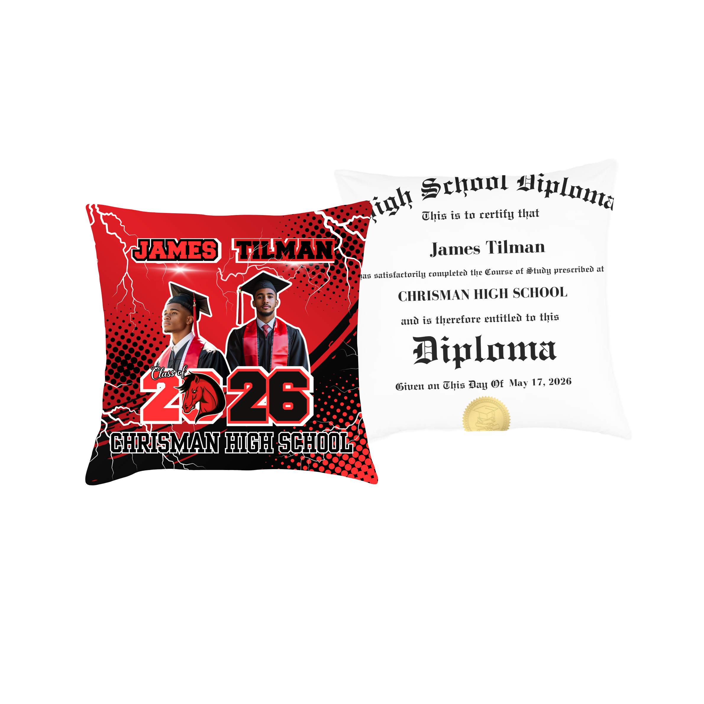 Red Grad Pillow Diploma Template