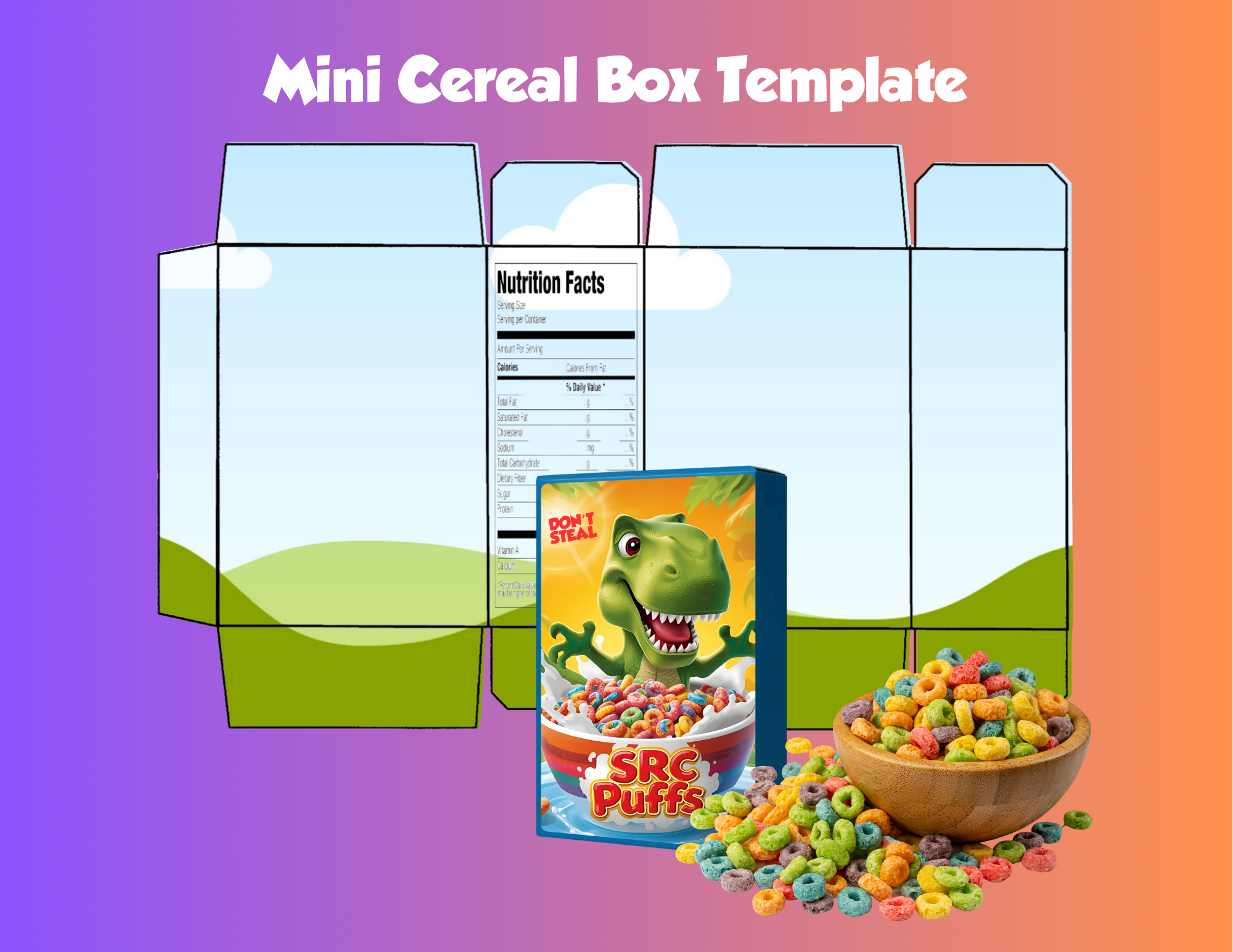 Mini Munch Box – Cereal Box Frame  + 8 Cool 3D Cereal Images