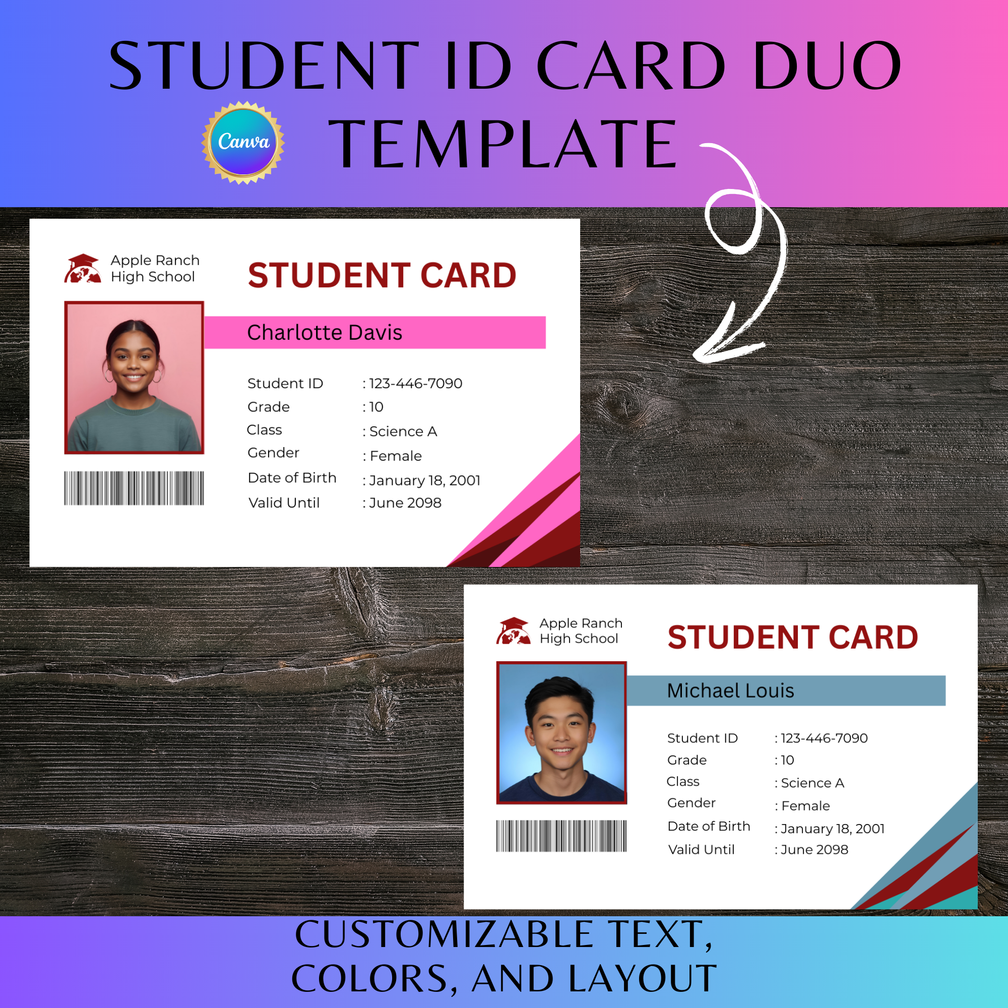 Student ID Card Duo Template