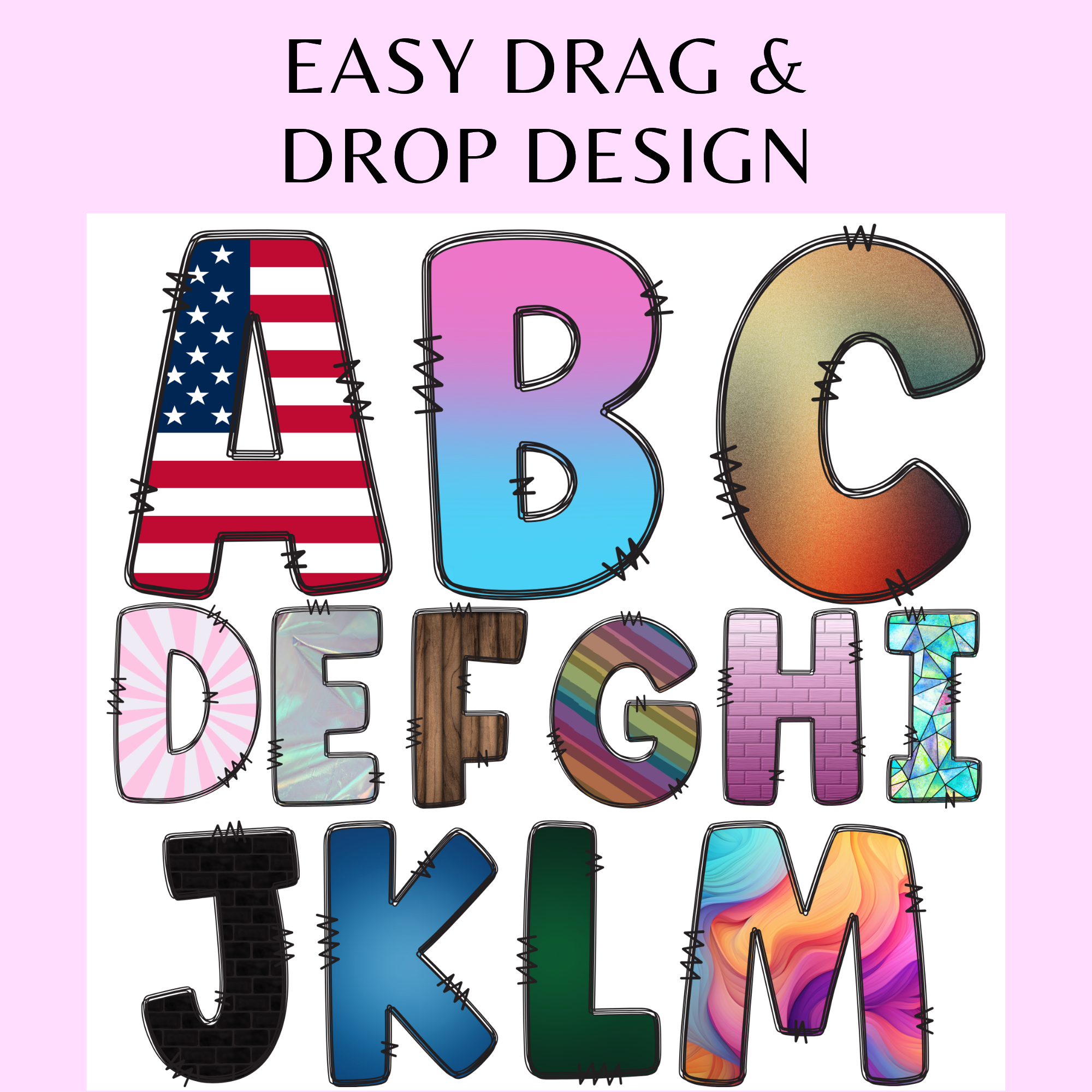 Alphabet A–Z & Numbers 0–9 Template Bundle 