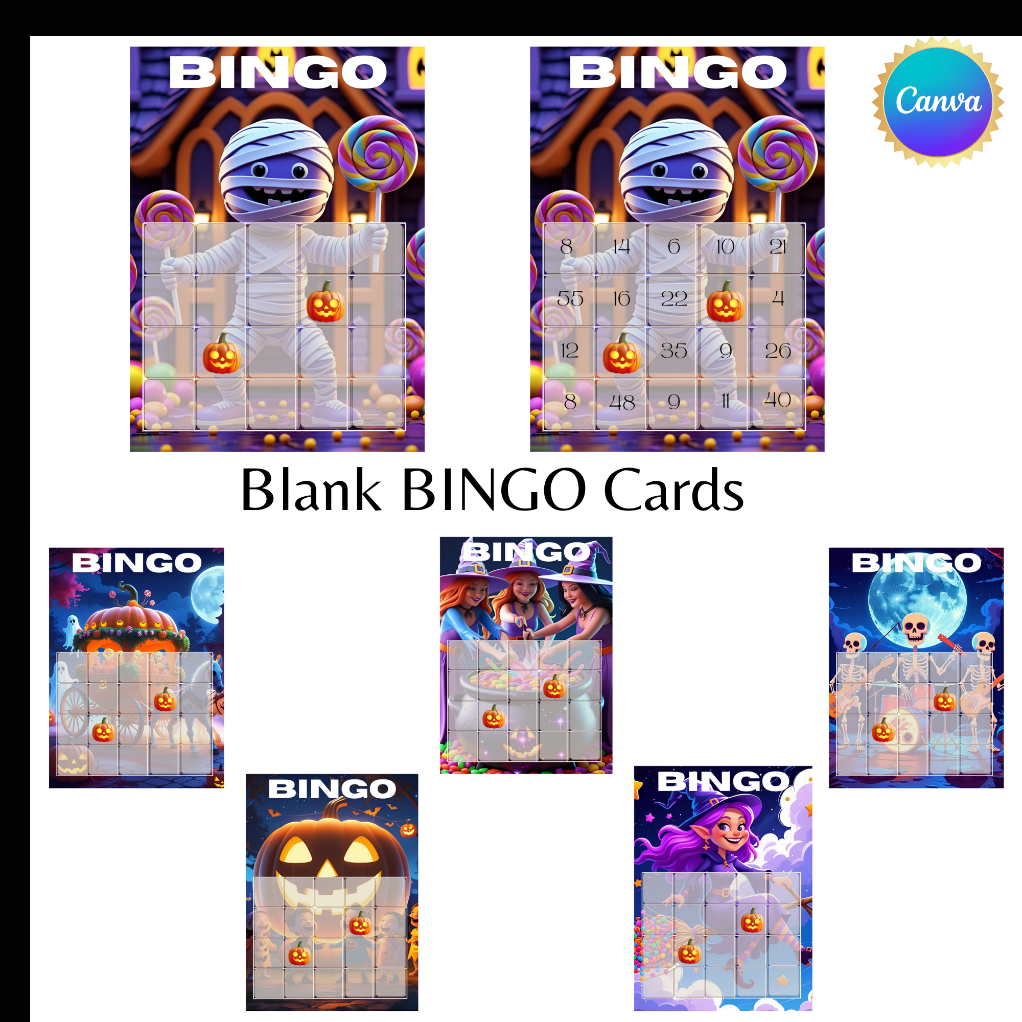 Halloween Party Vibes Bundle – Bingo Cards, Keychains, Party Hats & Party Bags