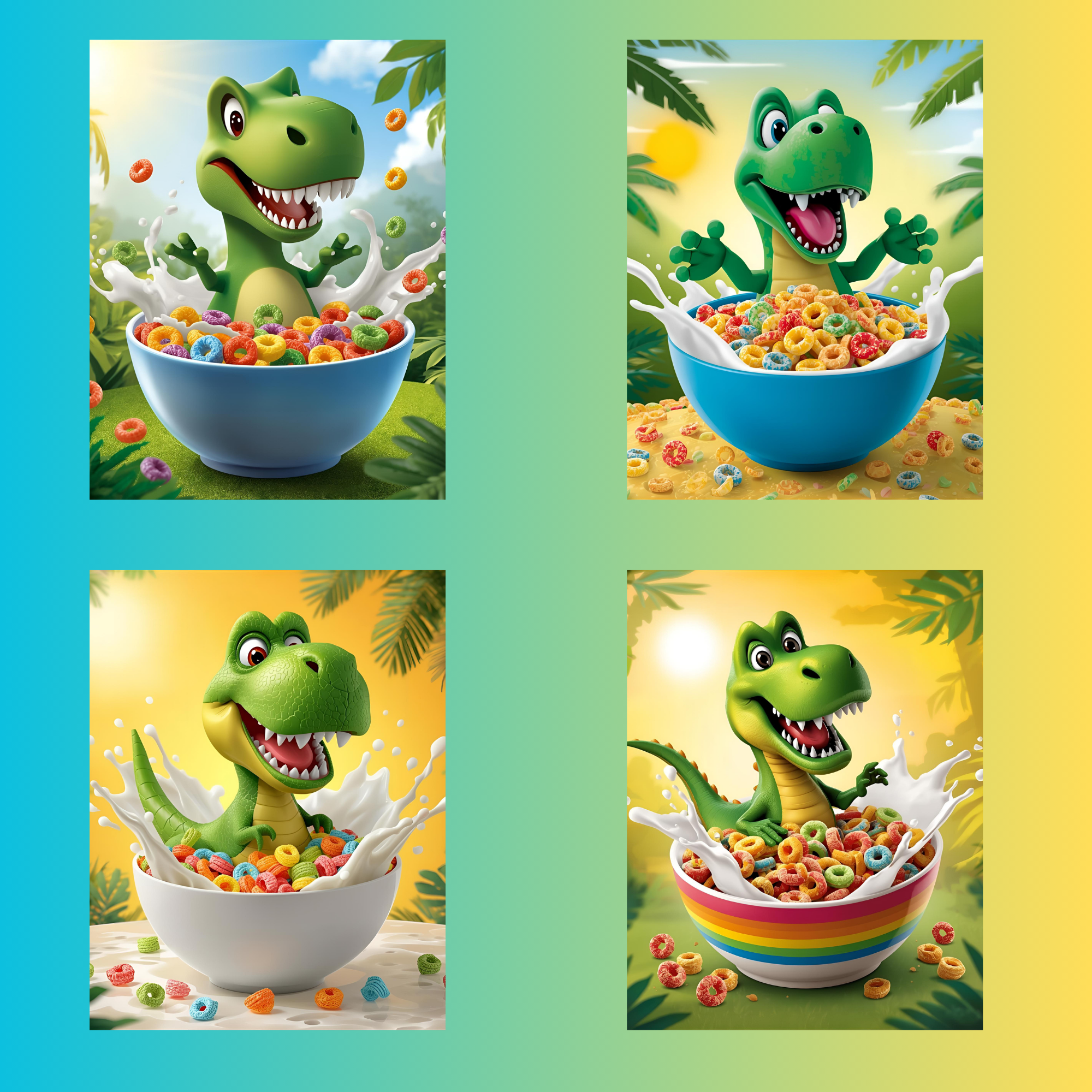 3D Dino Crunch Cereal Box Art