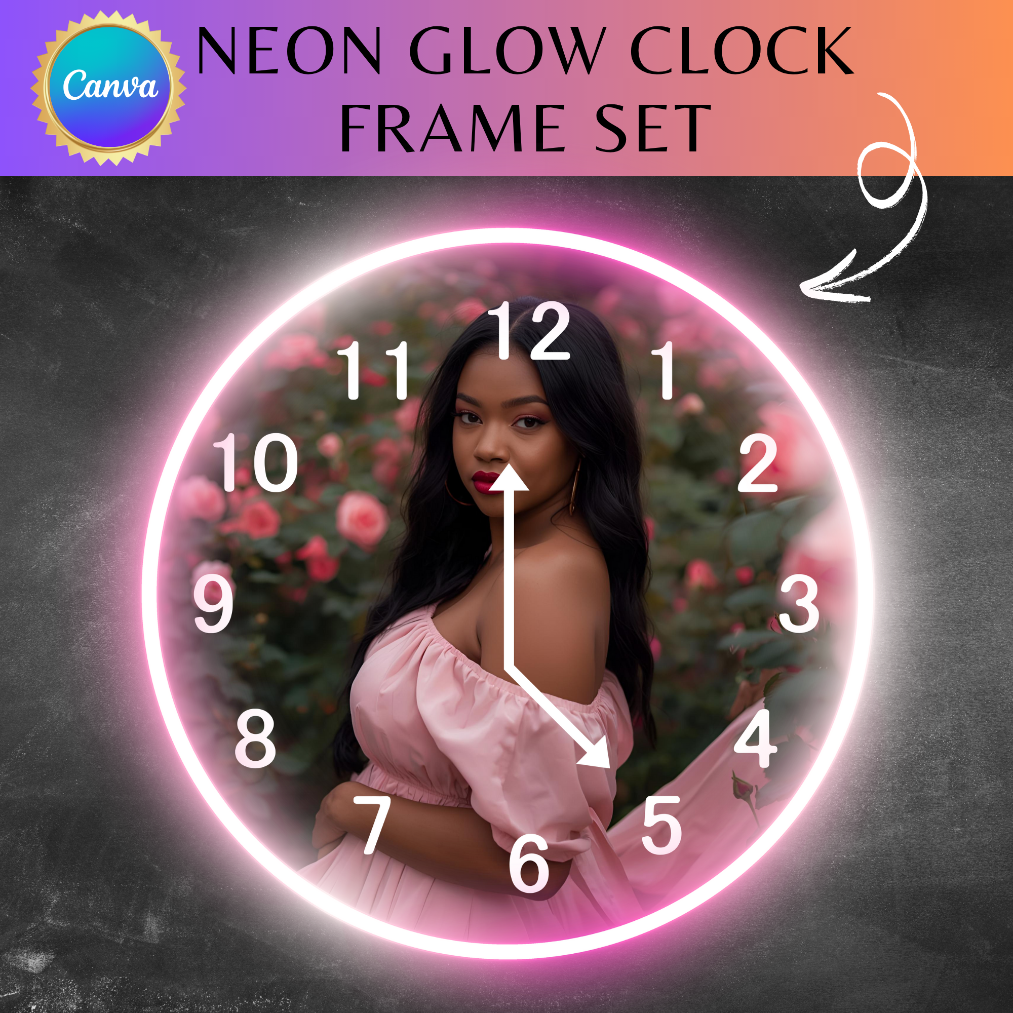 Neon Glow Clock Frame Set 