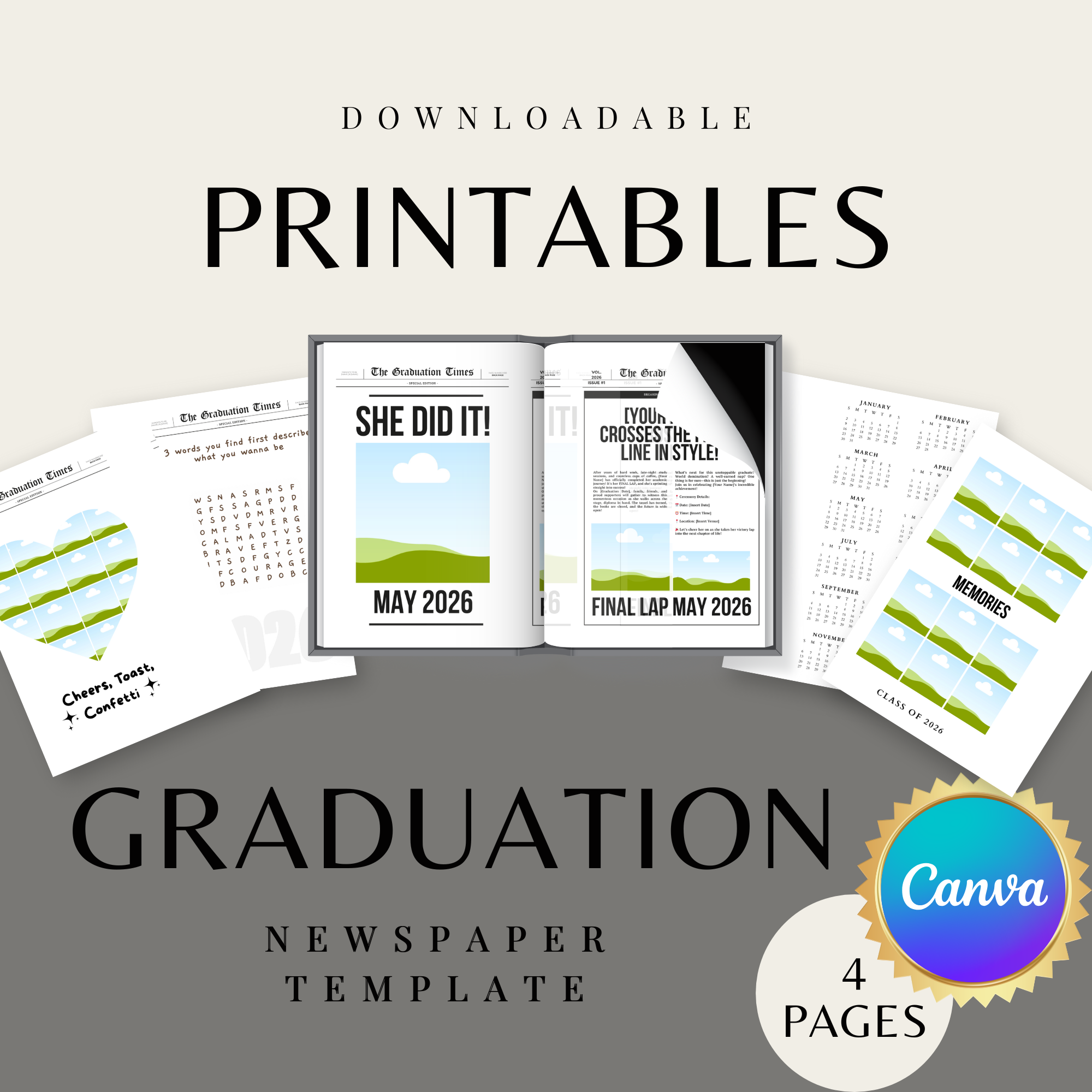 Grad Newspaper Editable Design – PDF Template