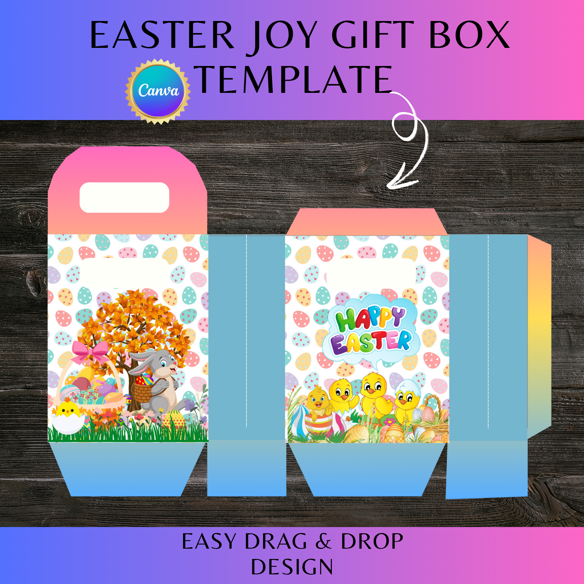 Easter Joy Gift Box Template