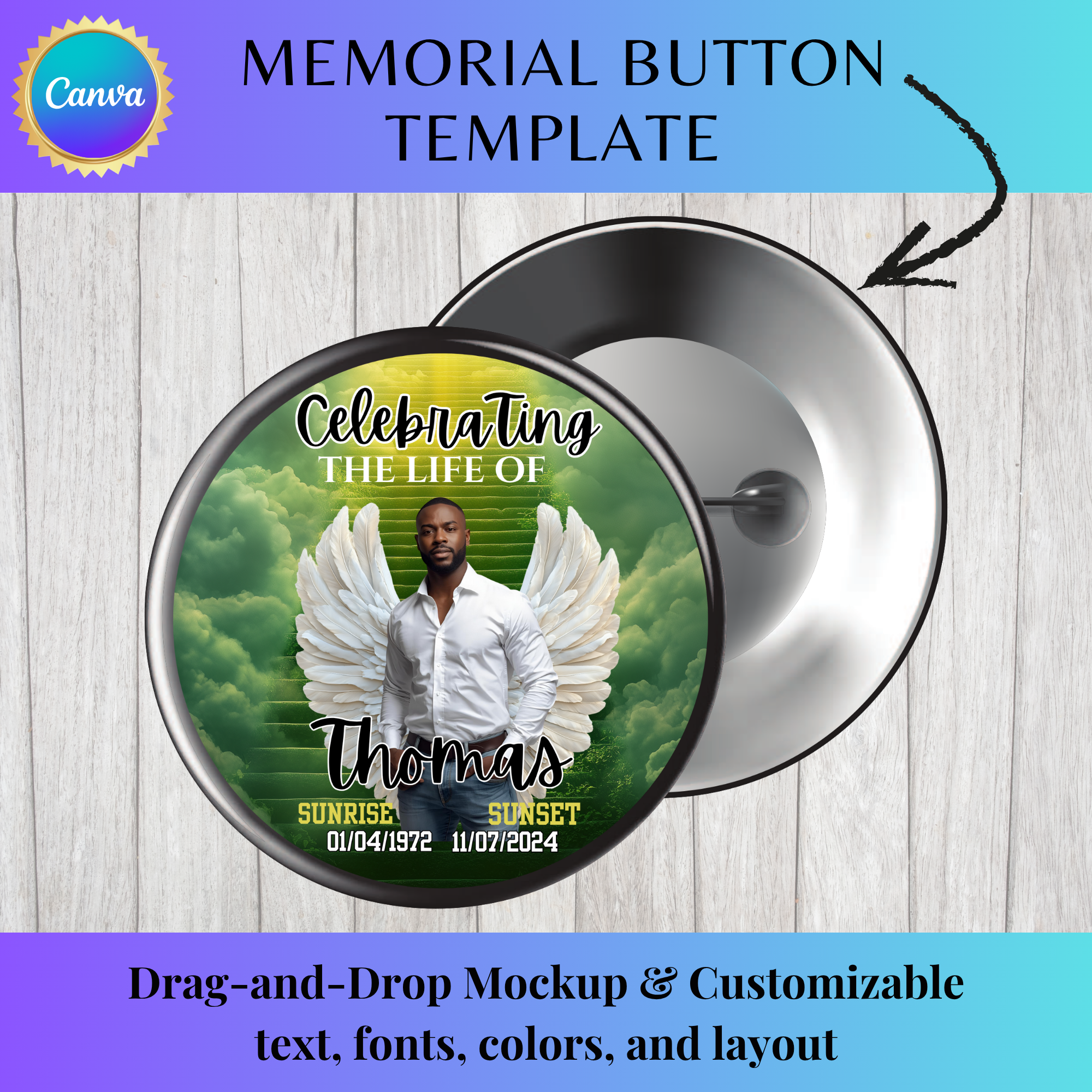 “Forever in Our Hearts” Memorial Button Template 