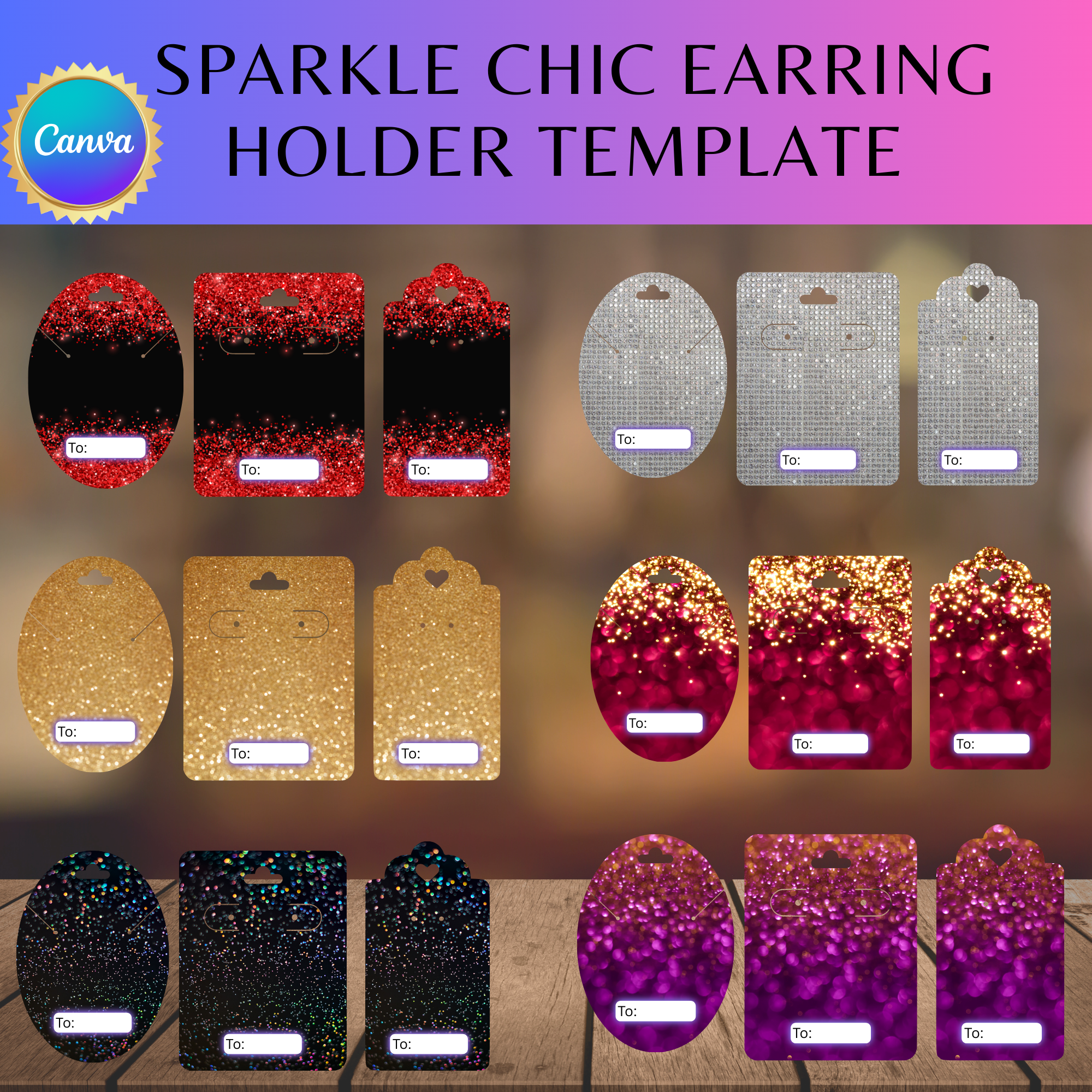 Sparkle Chic Earring Holder Template Bundle