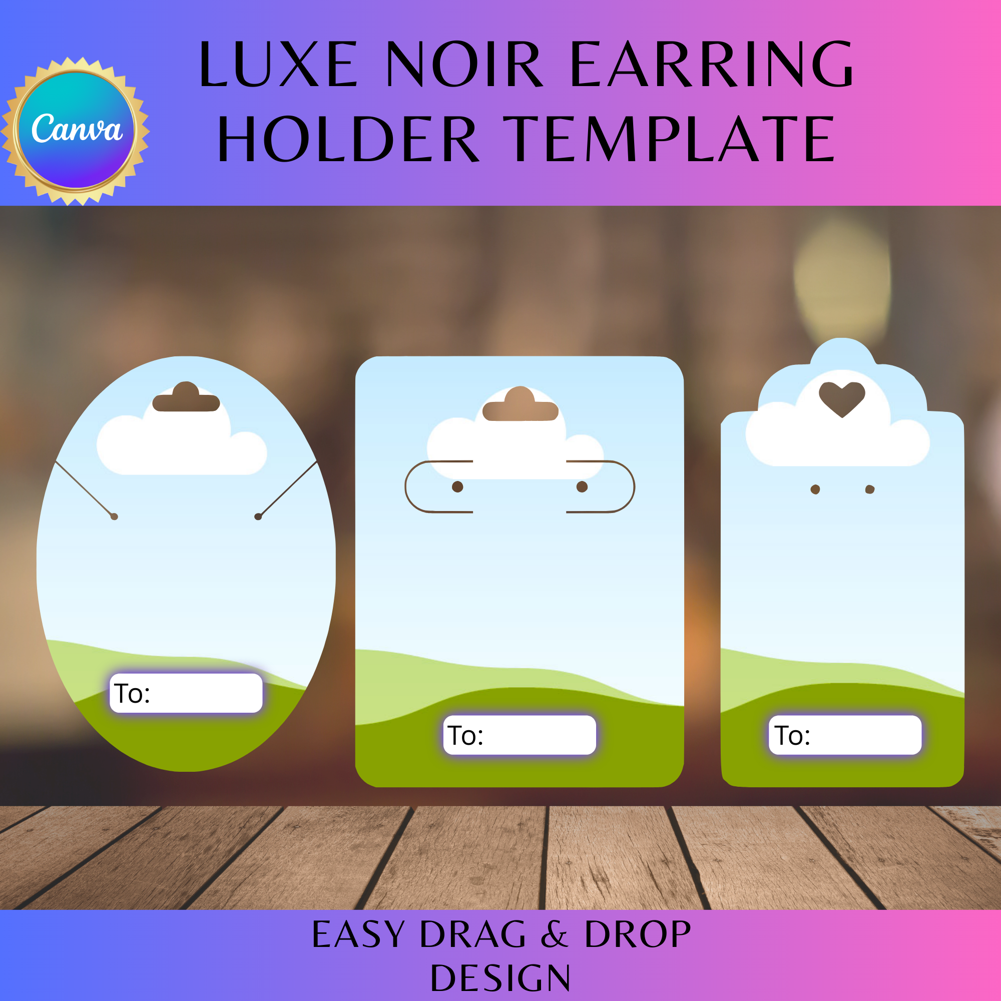 Luxe Noir Earring Holder Template Bundle