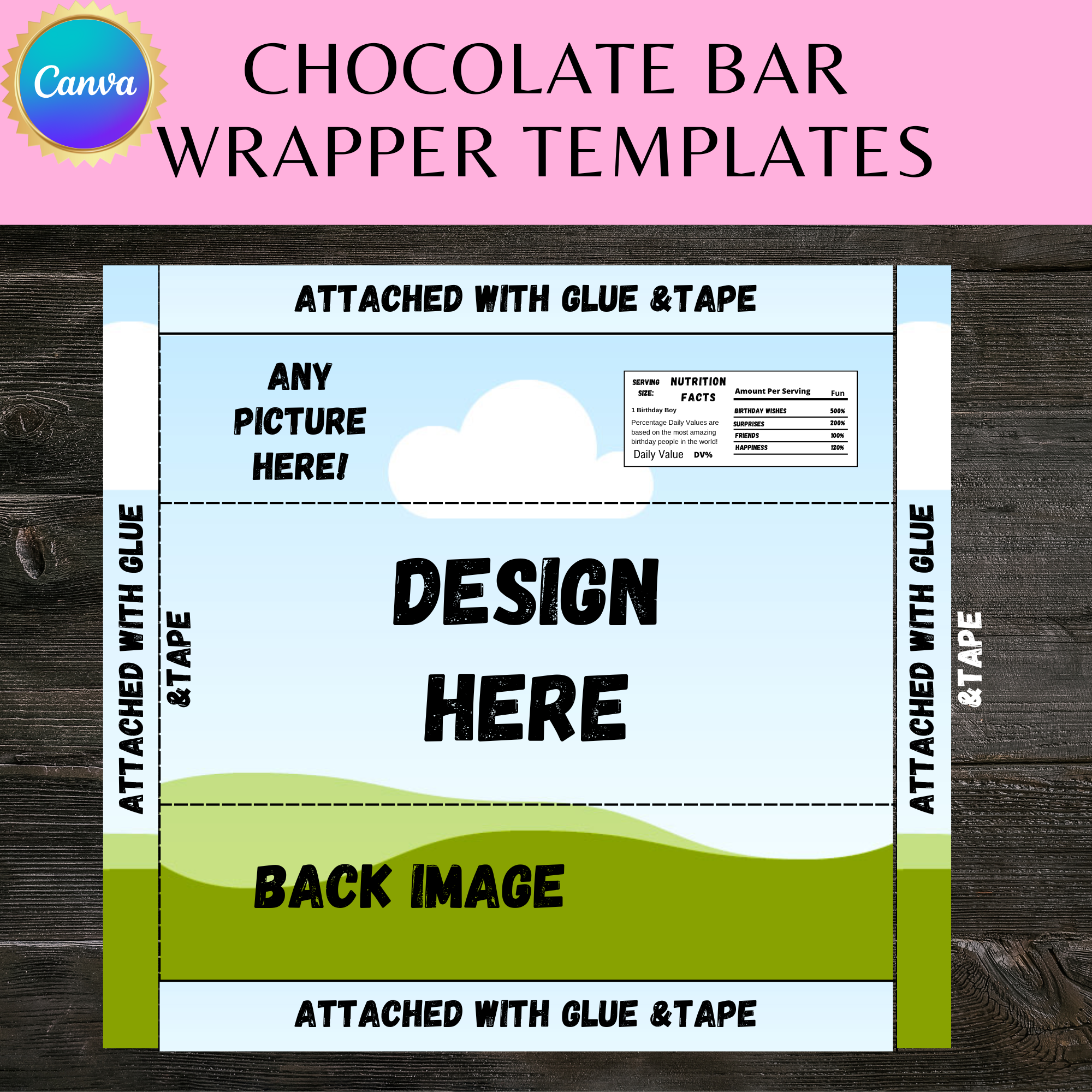 Sweet Treat Wrapper Template | 1.55 oz Chocolate Bar Design 