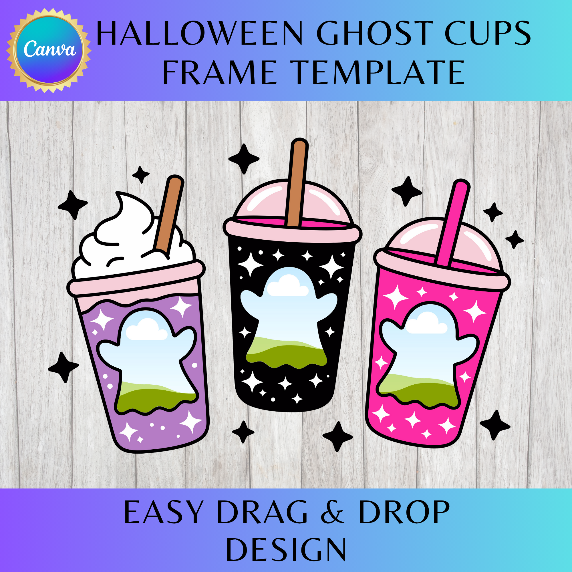Halloween Ghost Cups Frame Template
