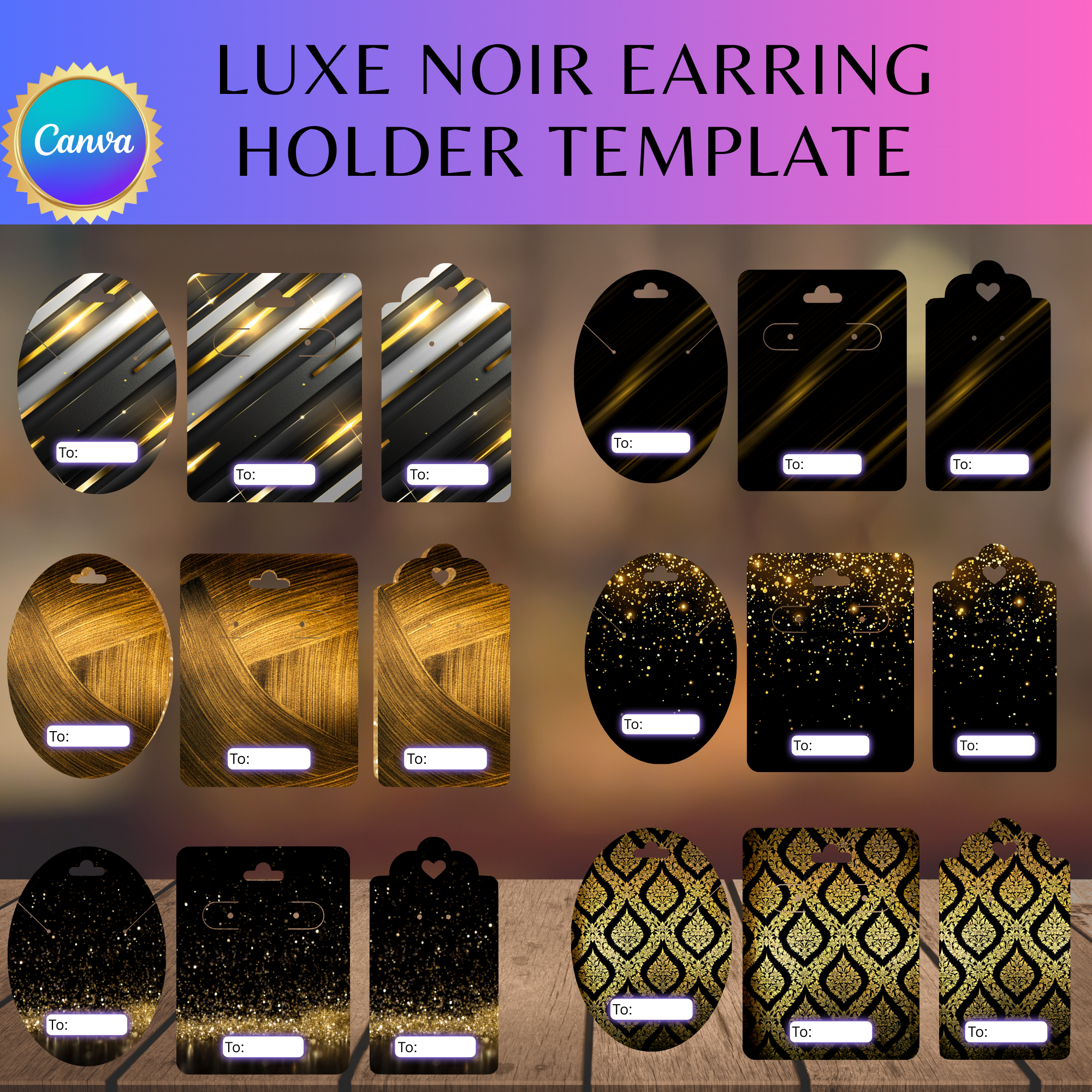 Luxe Noir Earring Holder Template Bundle