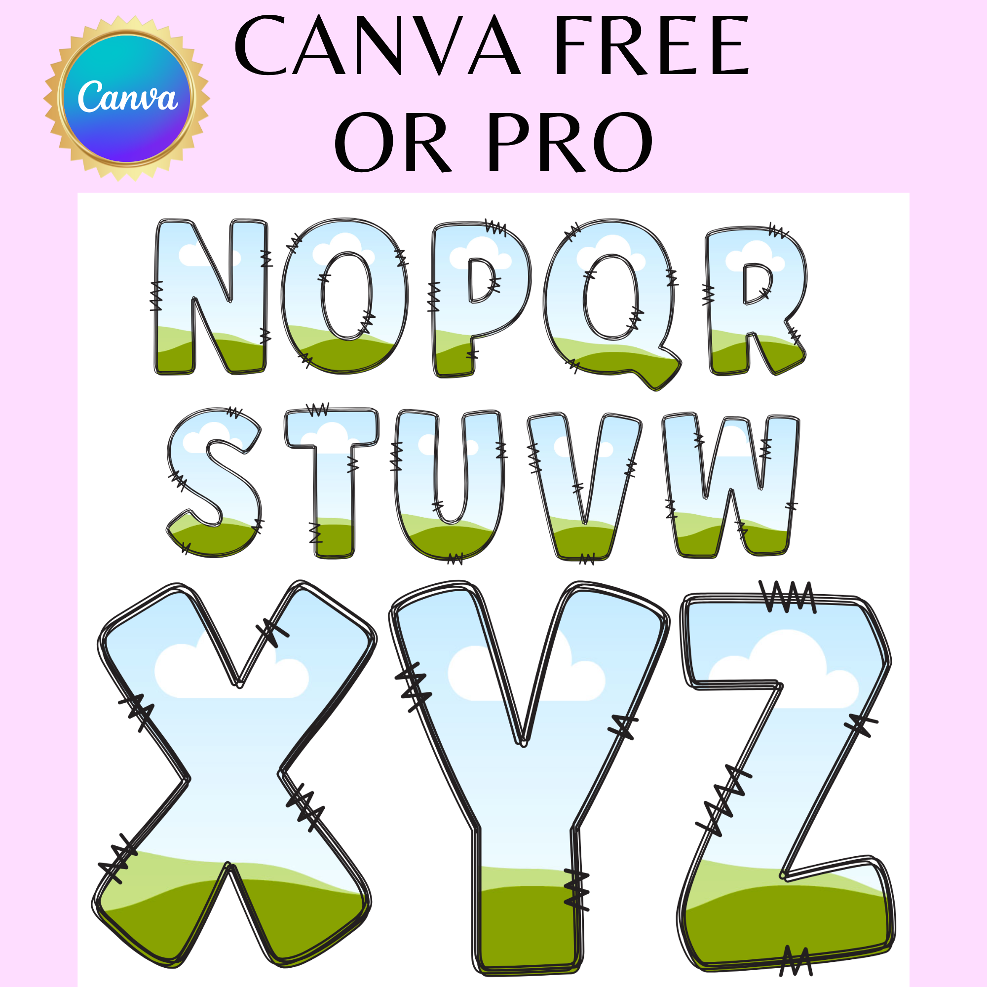 Alphabet A–Z & Numbers 0–9 Template Bundle 