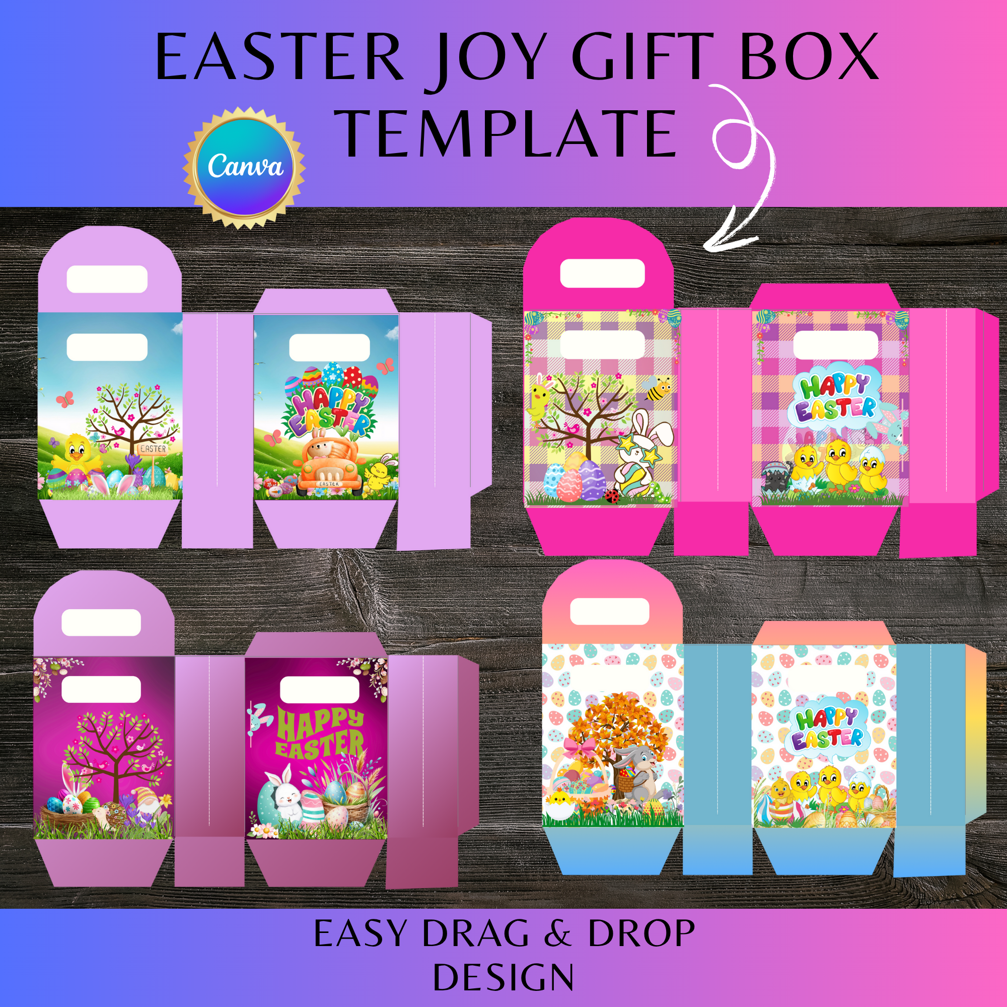 Easter Joy Gift Box Template