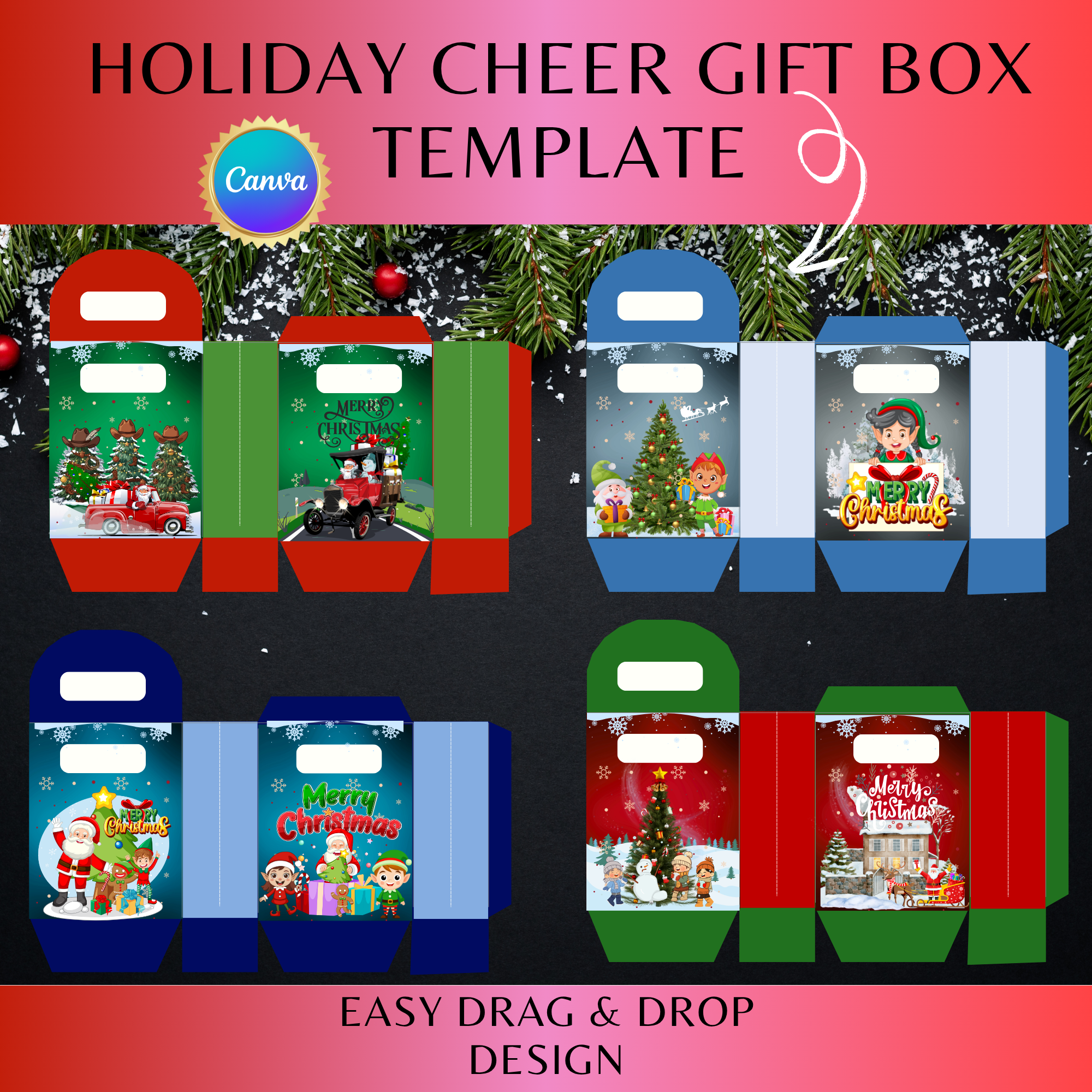Holiday Cheer Gift Box Template