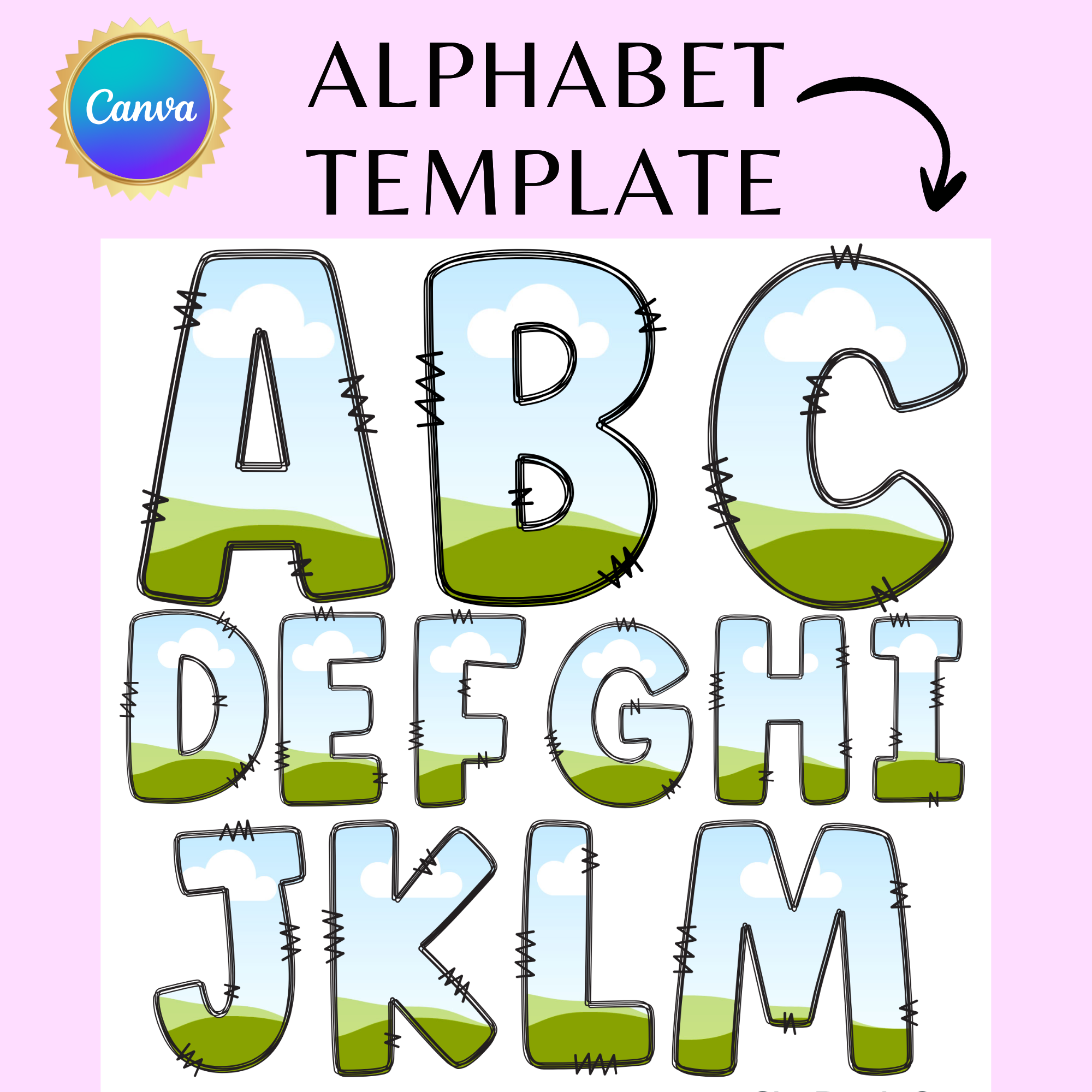 Alphabet A–Z & Numbers 0–9 Template Bundle