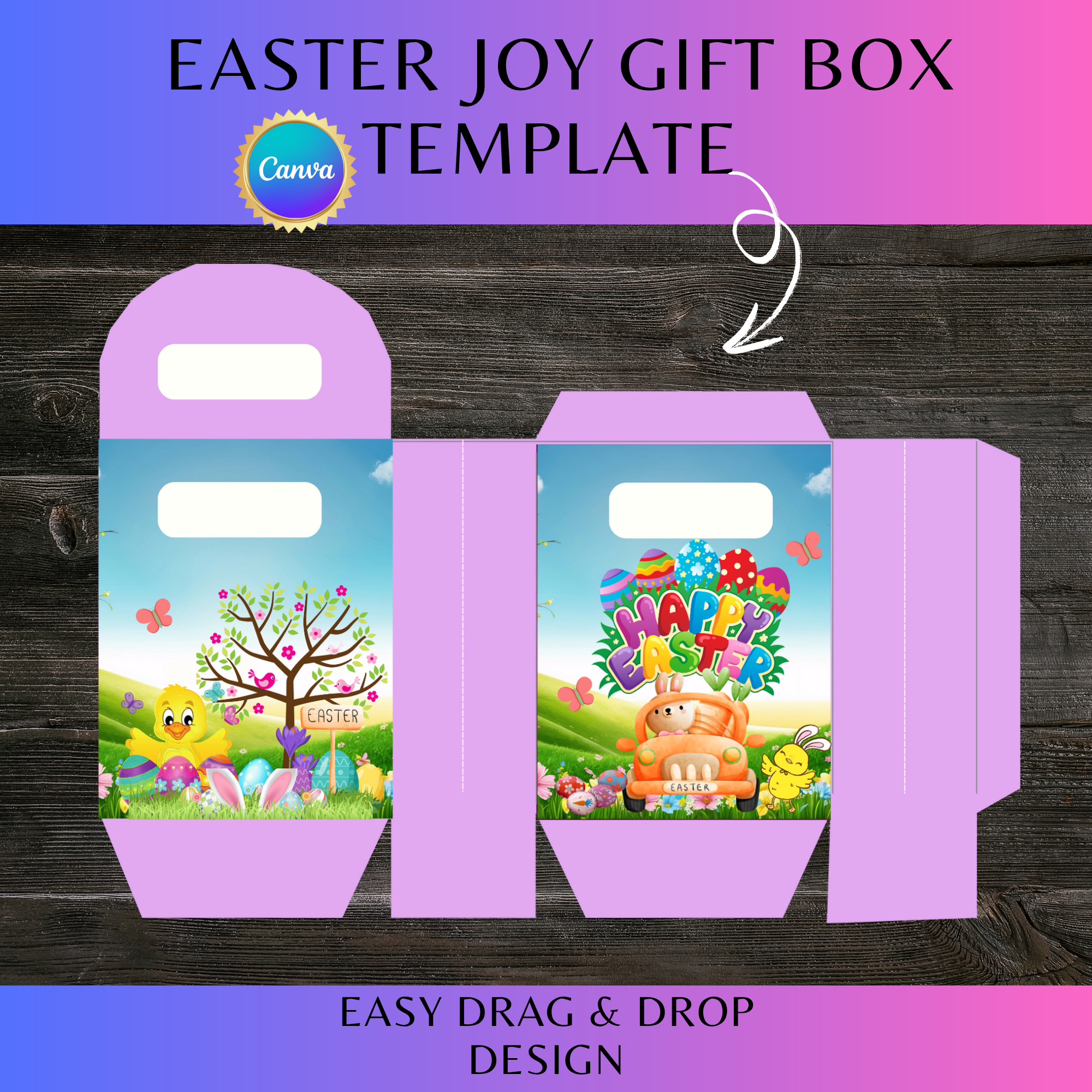 Easter Joy Gift Box Template