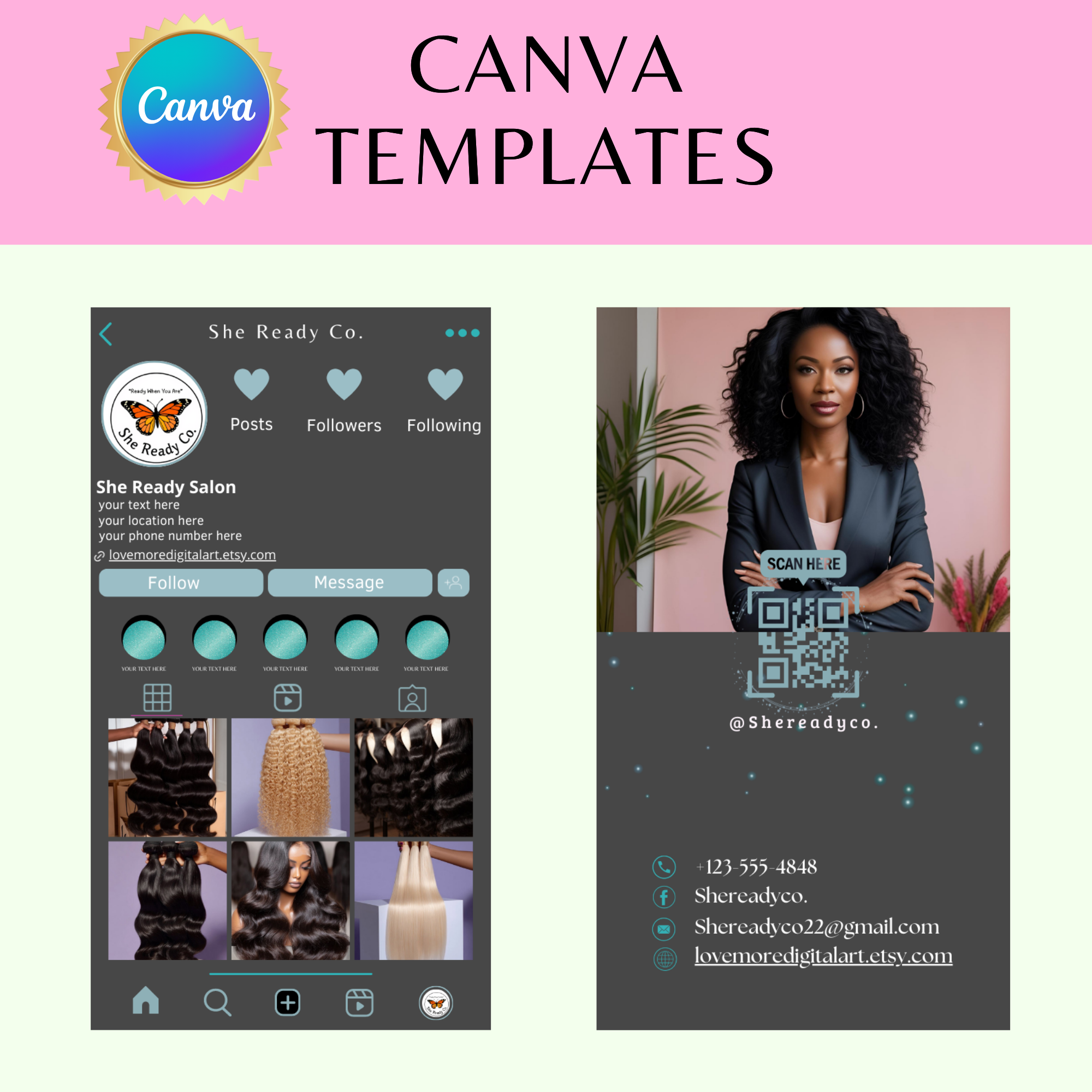 DIY Instagram Business Cards – Canva Templates for Small Businesses & Influencers