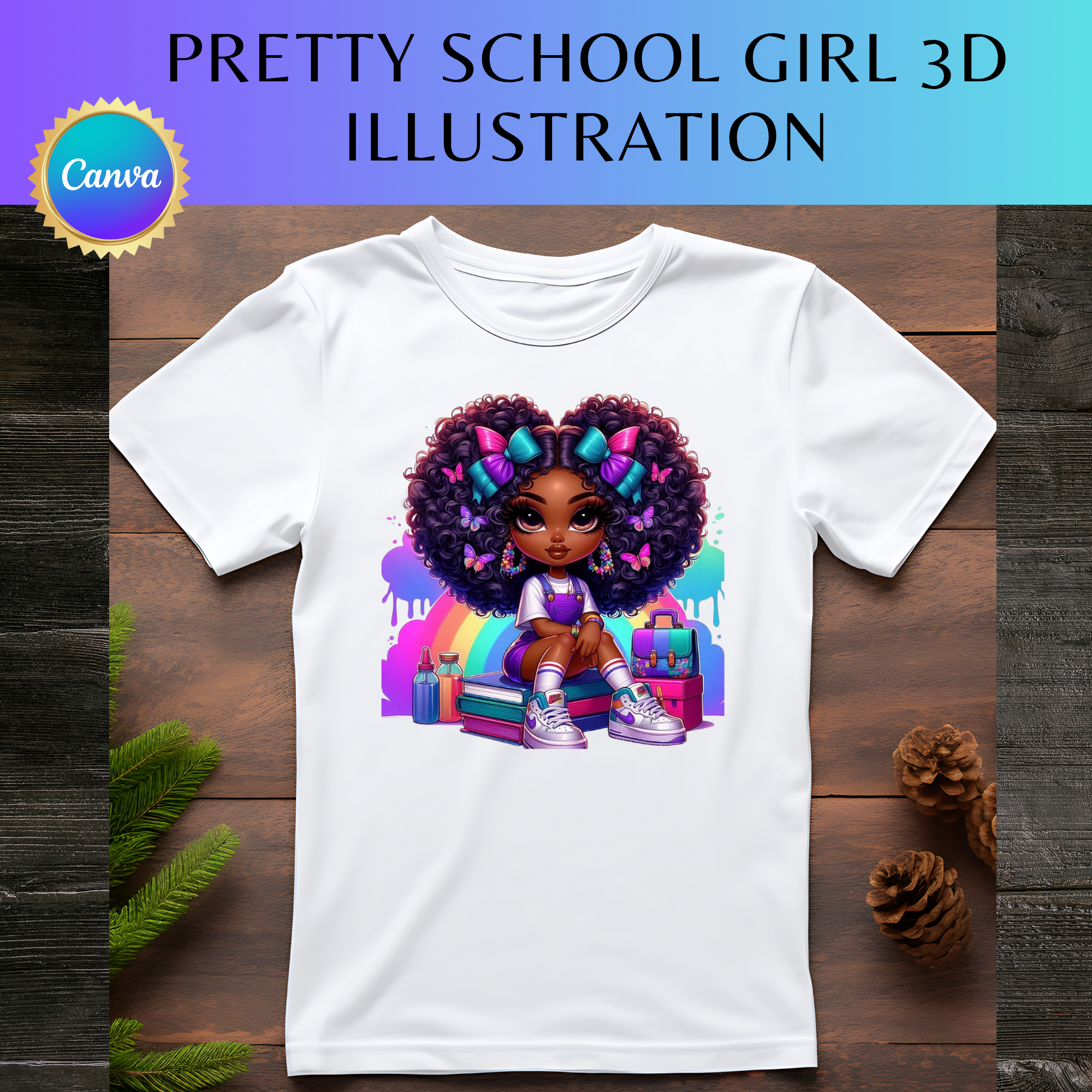 Pretty School Girl 3D Illustration