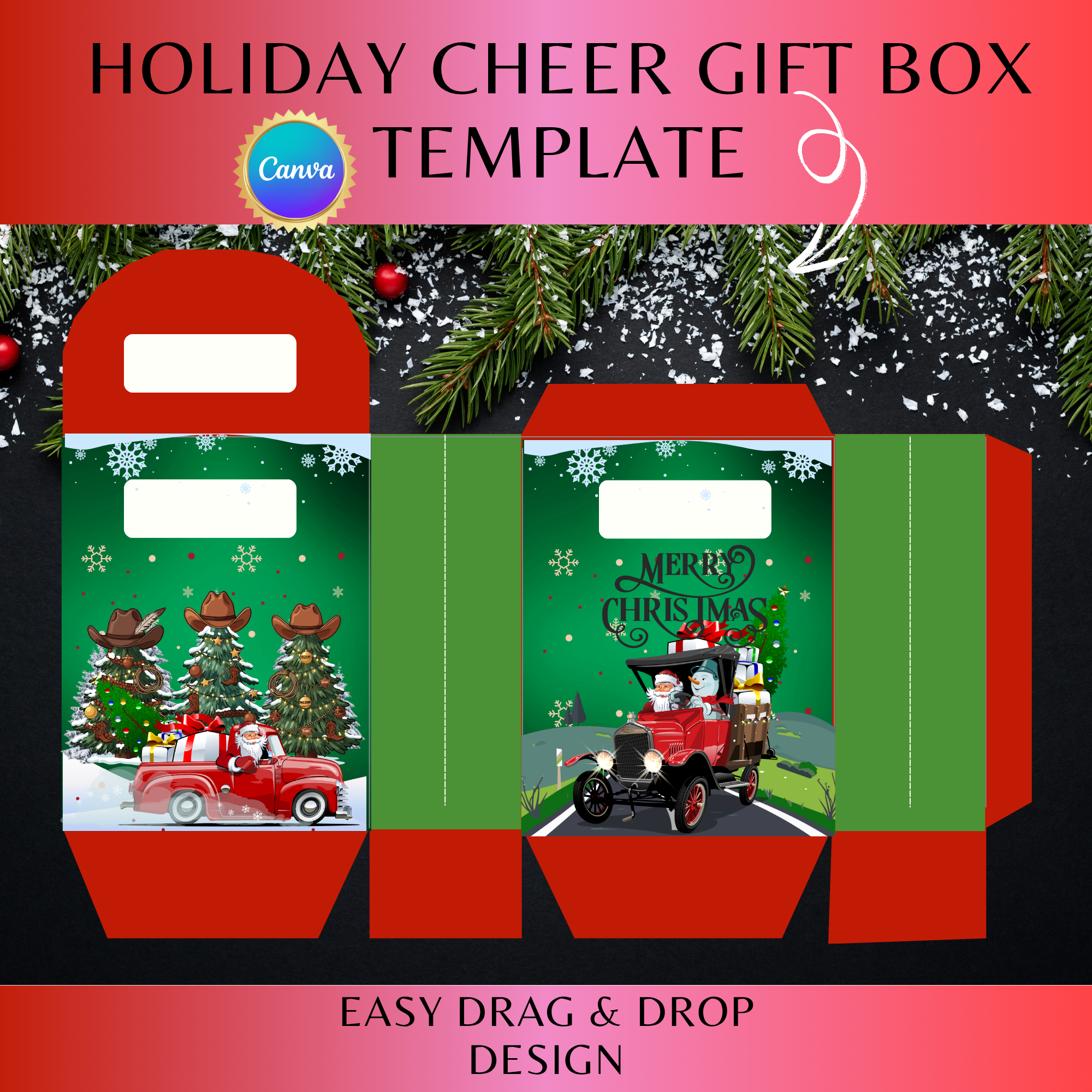 Holiday Cheer Gift Box Template