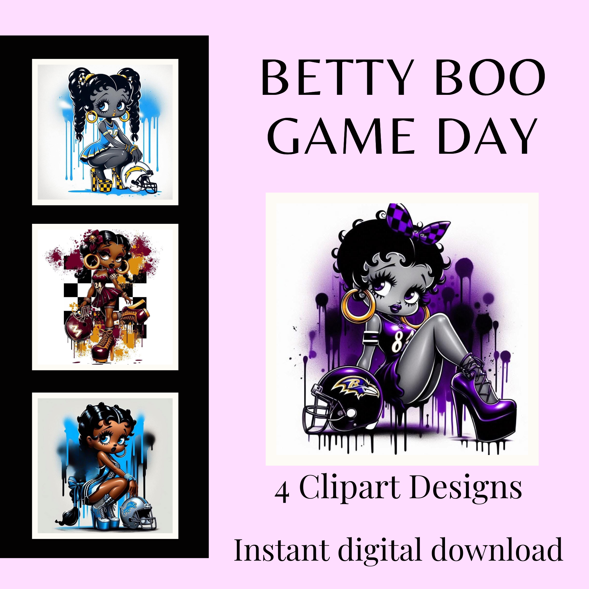 Betty Boo Game Day Clipart Bundle