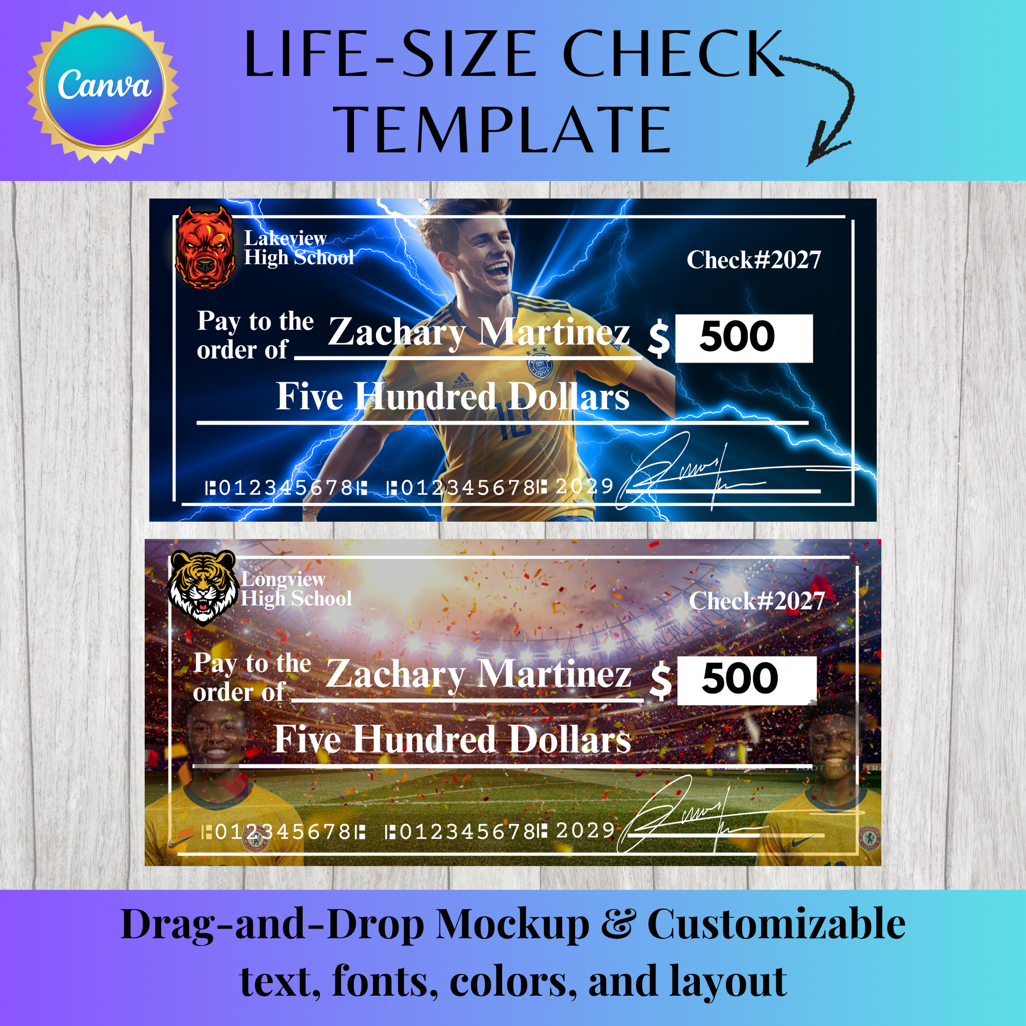 “Big Win” Life-Size Check Template