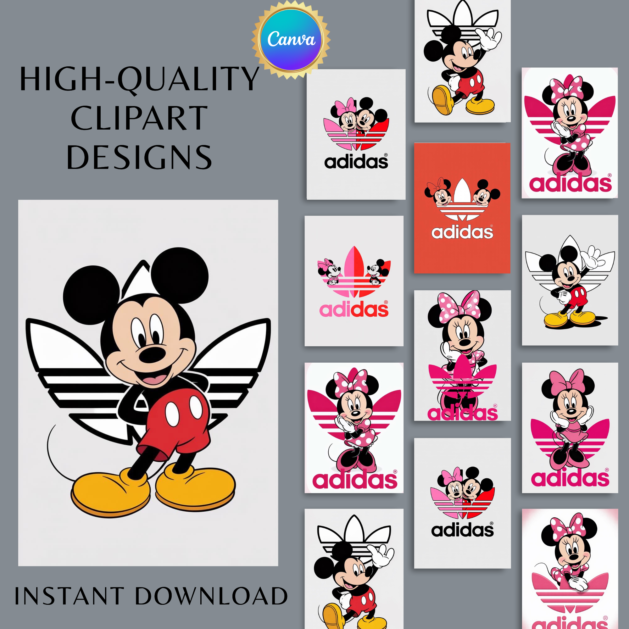 Mickey and Minnie Mouse Clipart 18 Bundle 