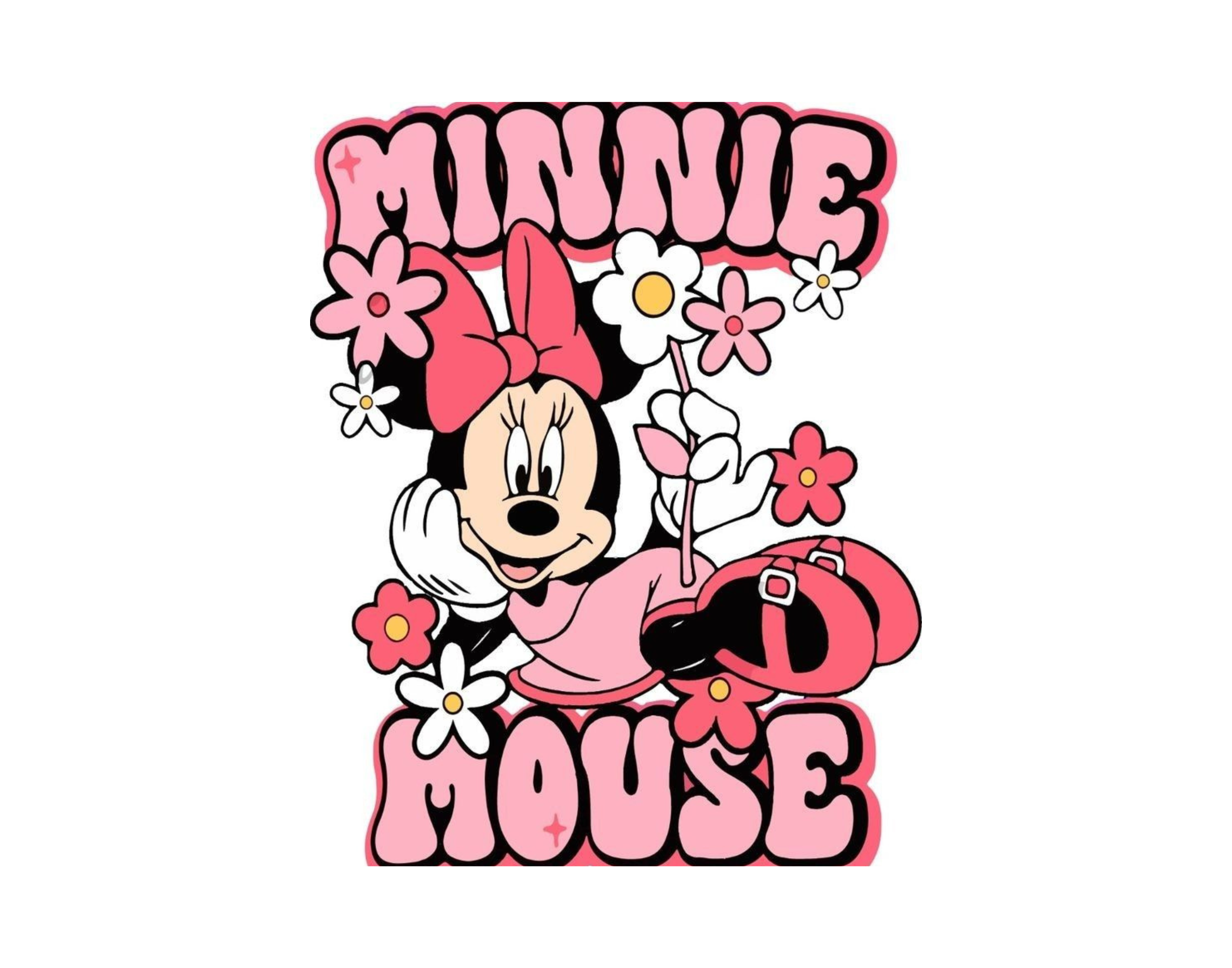 Pink Minnie Mouse on Flowers – PNG File 