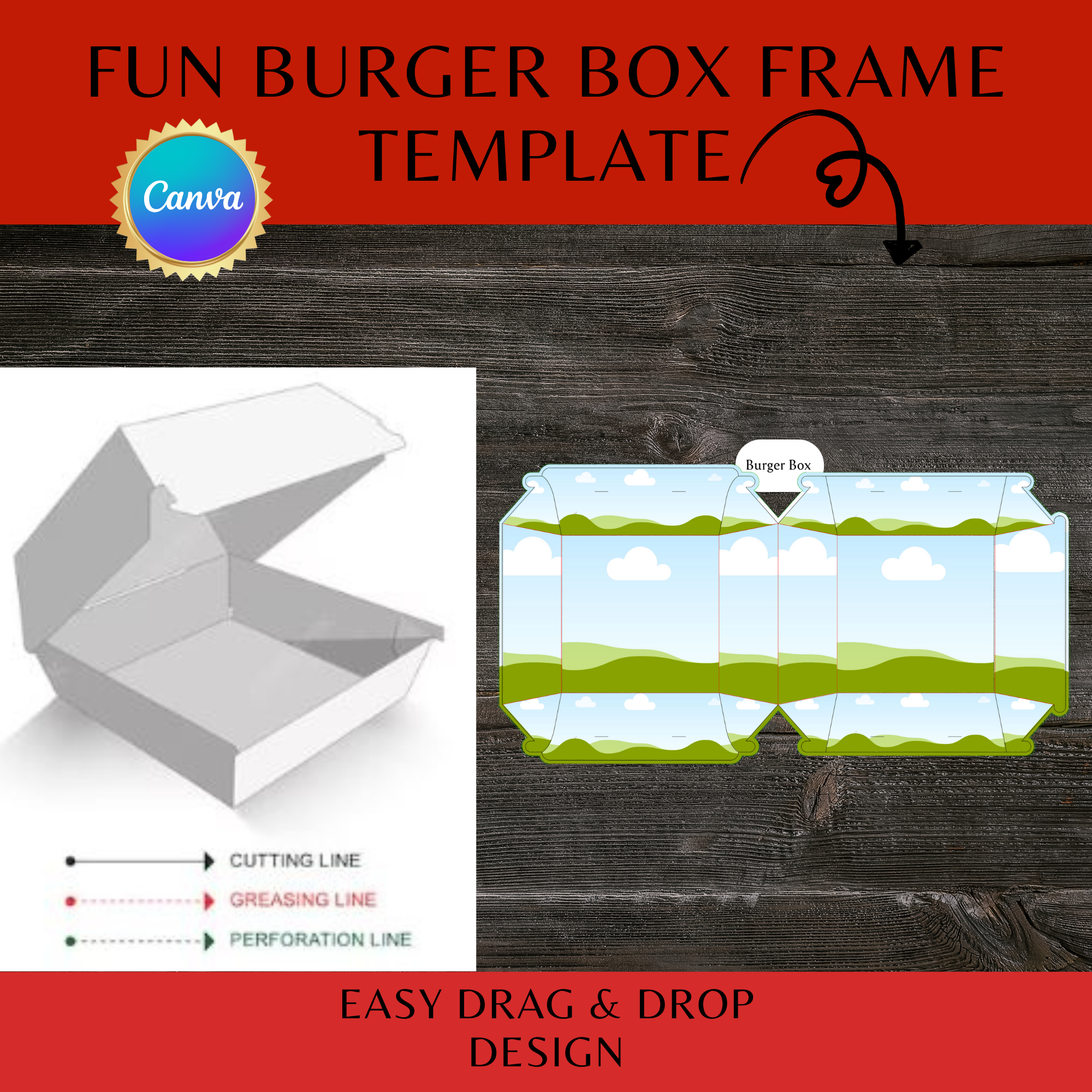 Fun Burger Box Frame Template