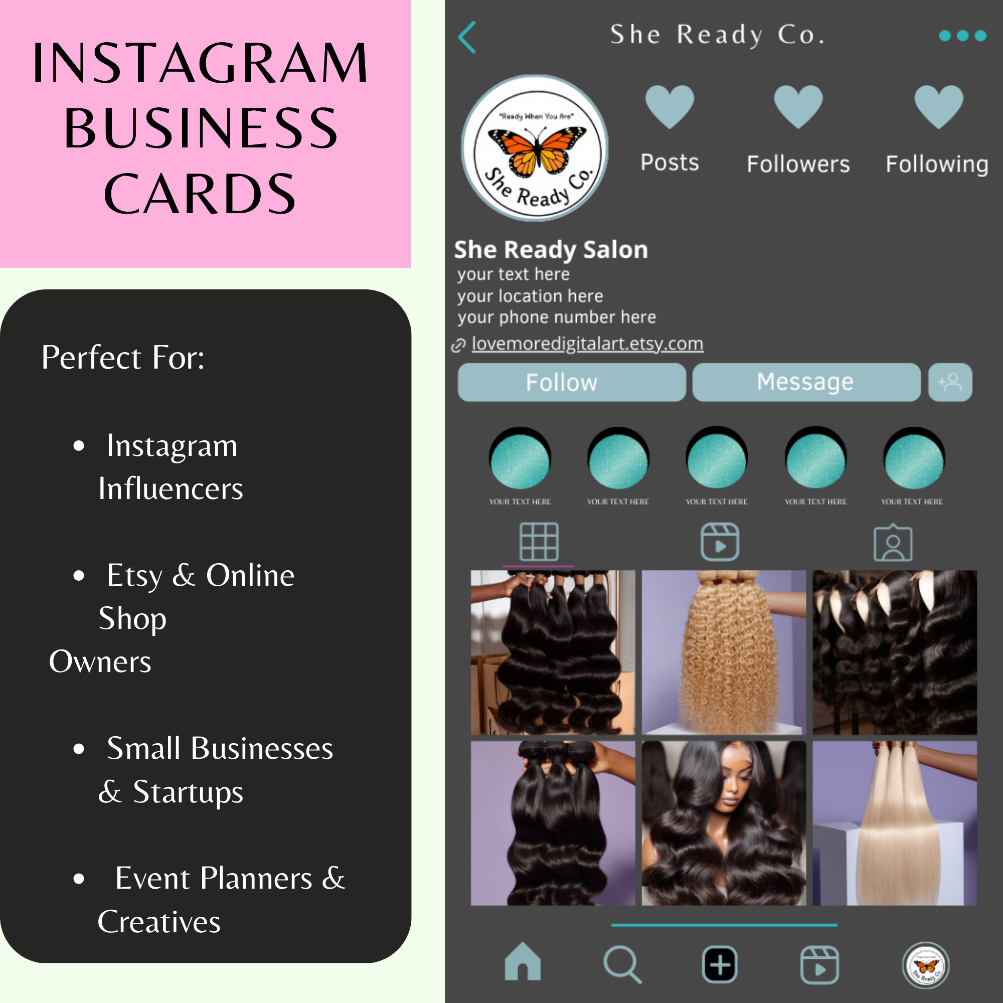 DIY Instagram Business Cards – Canva Templates for Small Businesses & Influencers