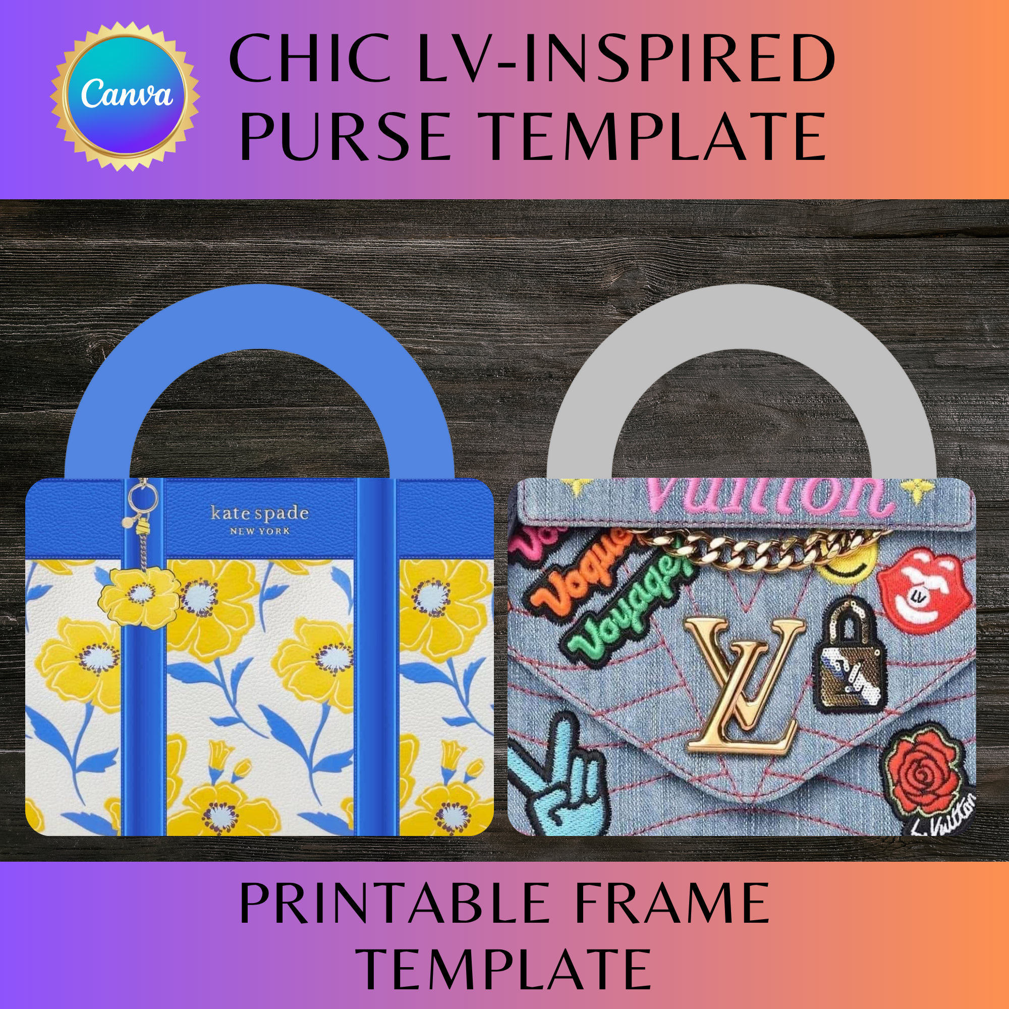 Luxury LV-Inspired Purse Template Set