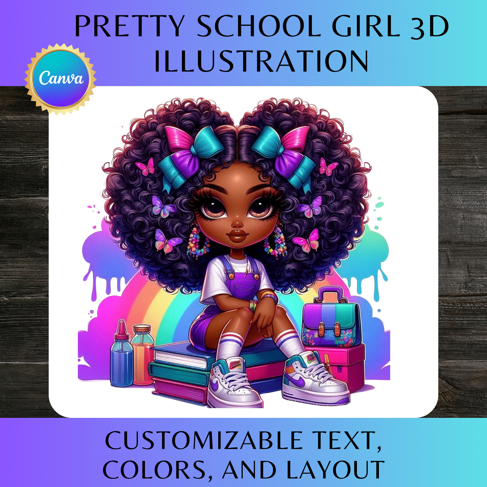 Pretty School Girl 3D Illustration