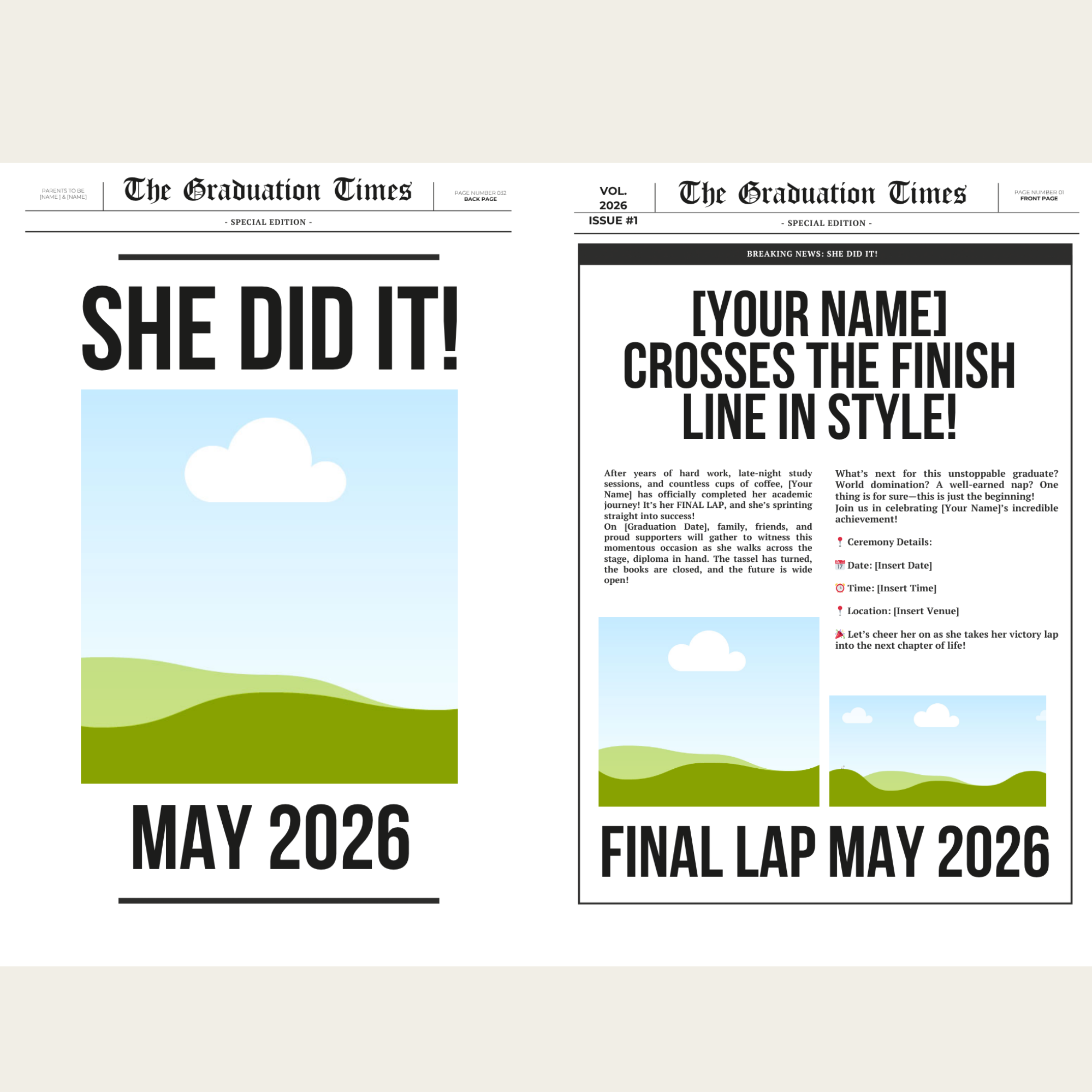 Grad Newspaper Editable Design – PDF Template