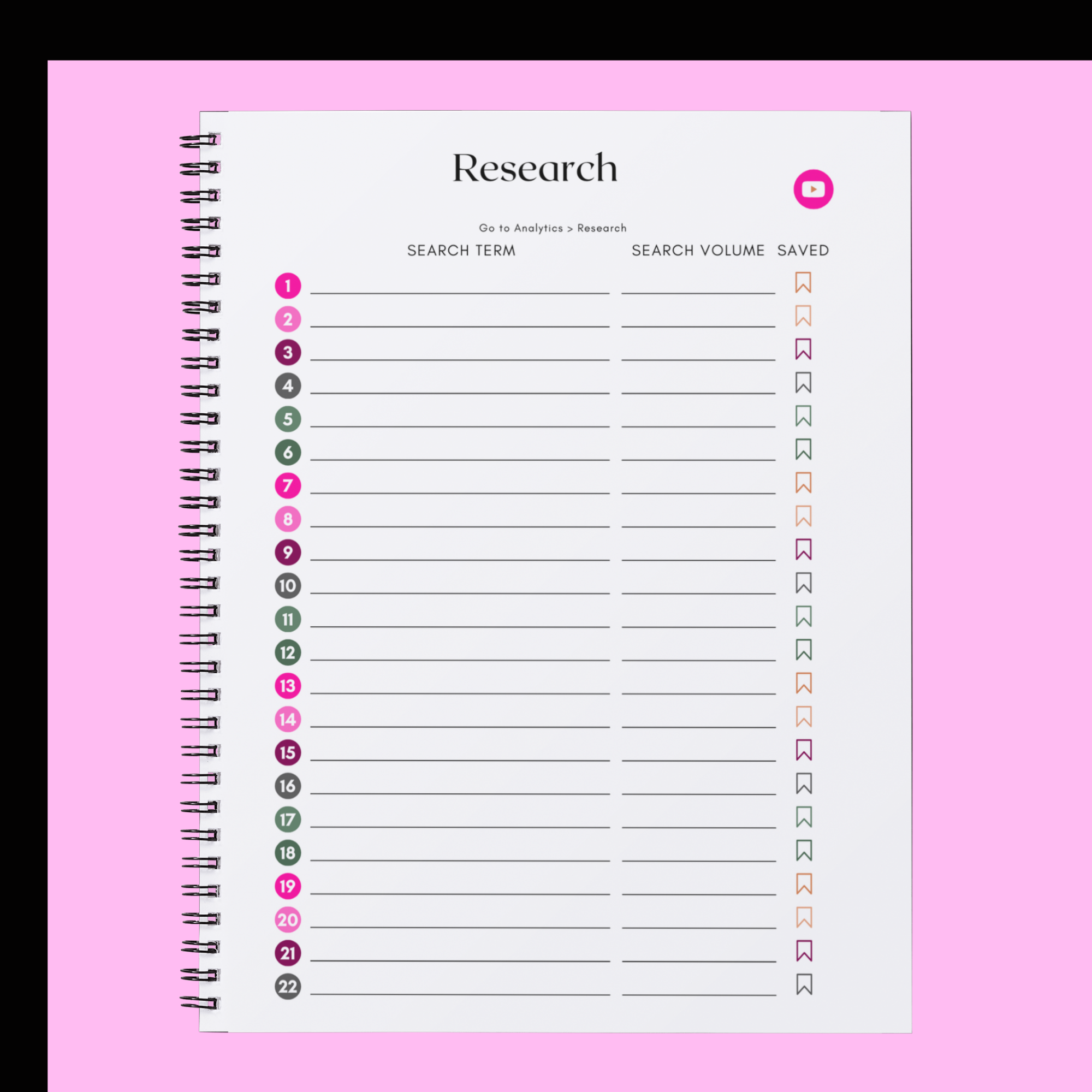 Social Media & YouTube Planner – 40 Pages | Digital Content Creator Planner