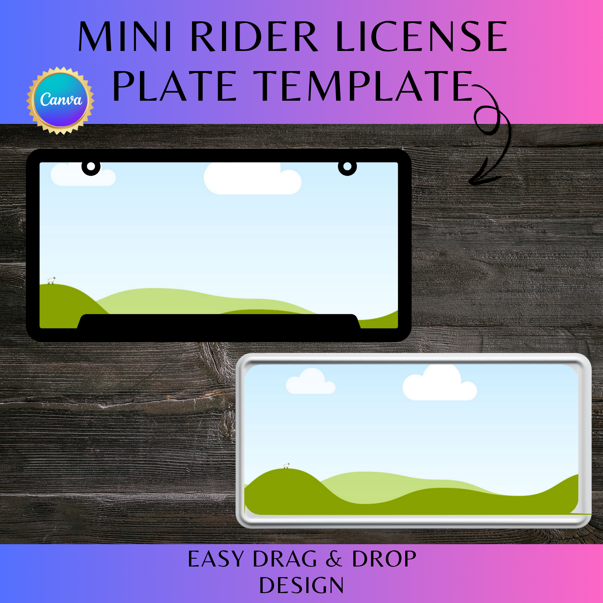 Mini Rider License Plate Template