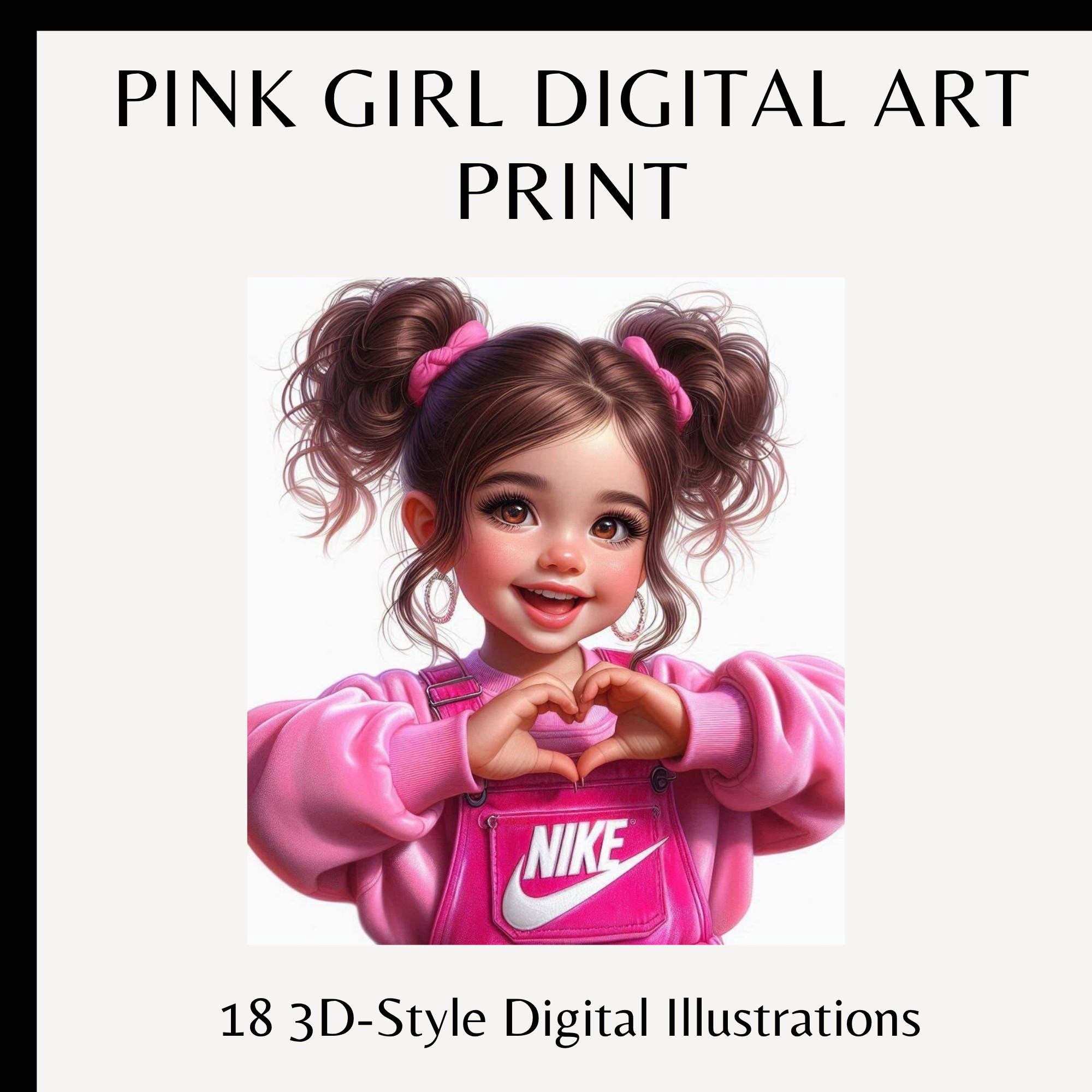 Pink Girl Digital Art Print | Clipart Bundle 