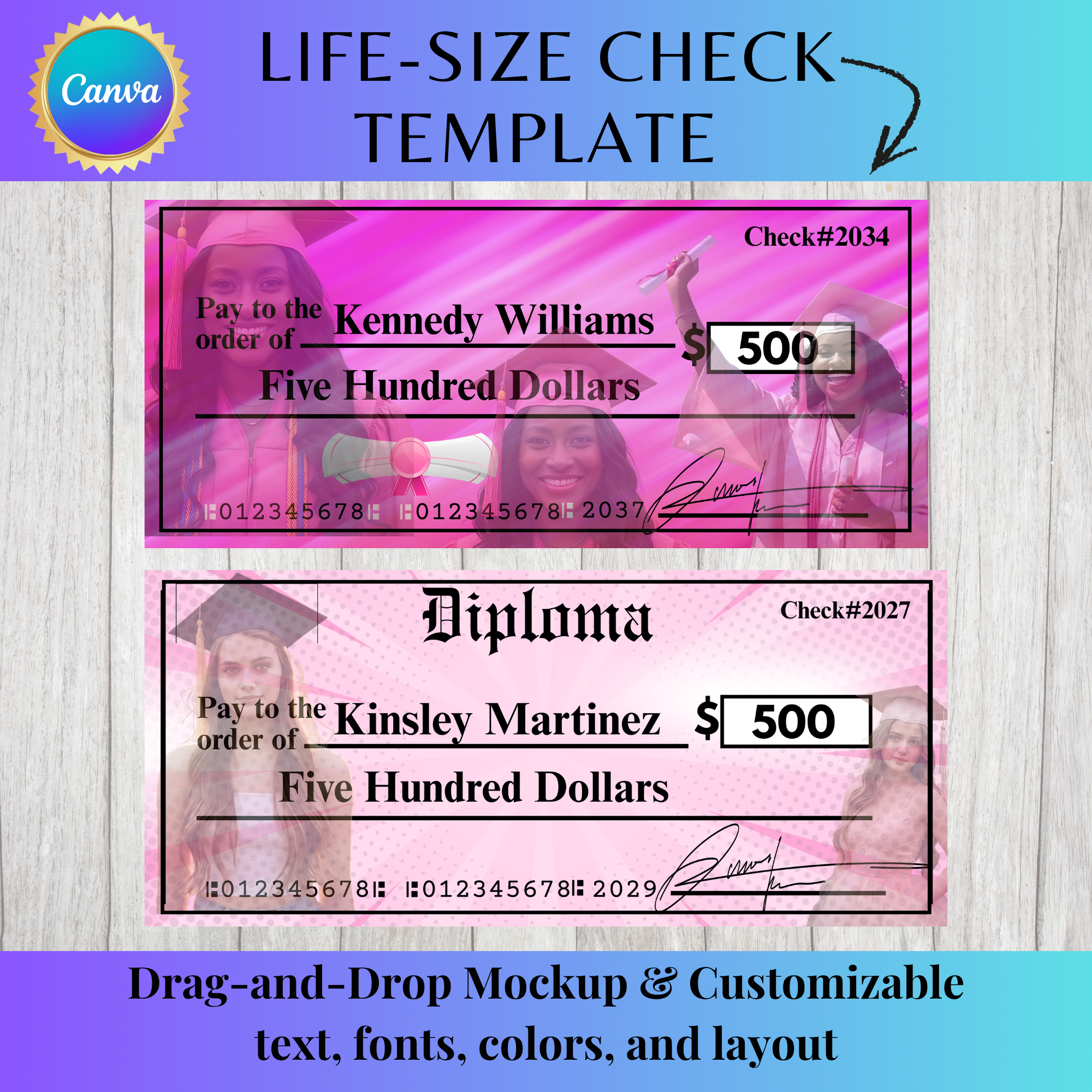 “Big Win” Life-Size Check Template 