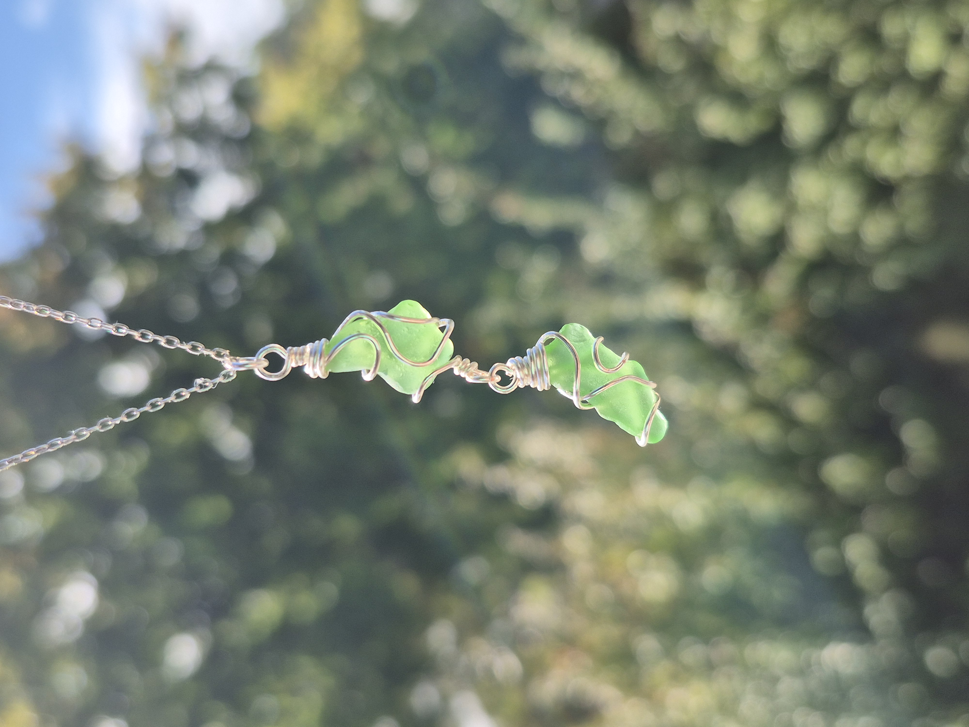 NZ shaped seaglass necklace