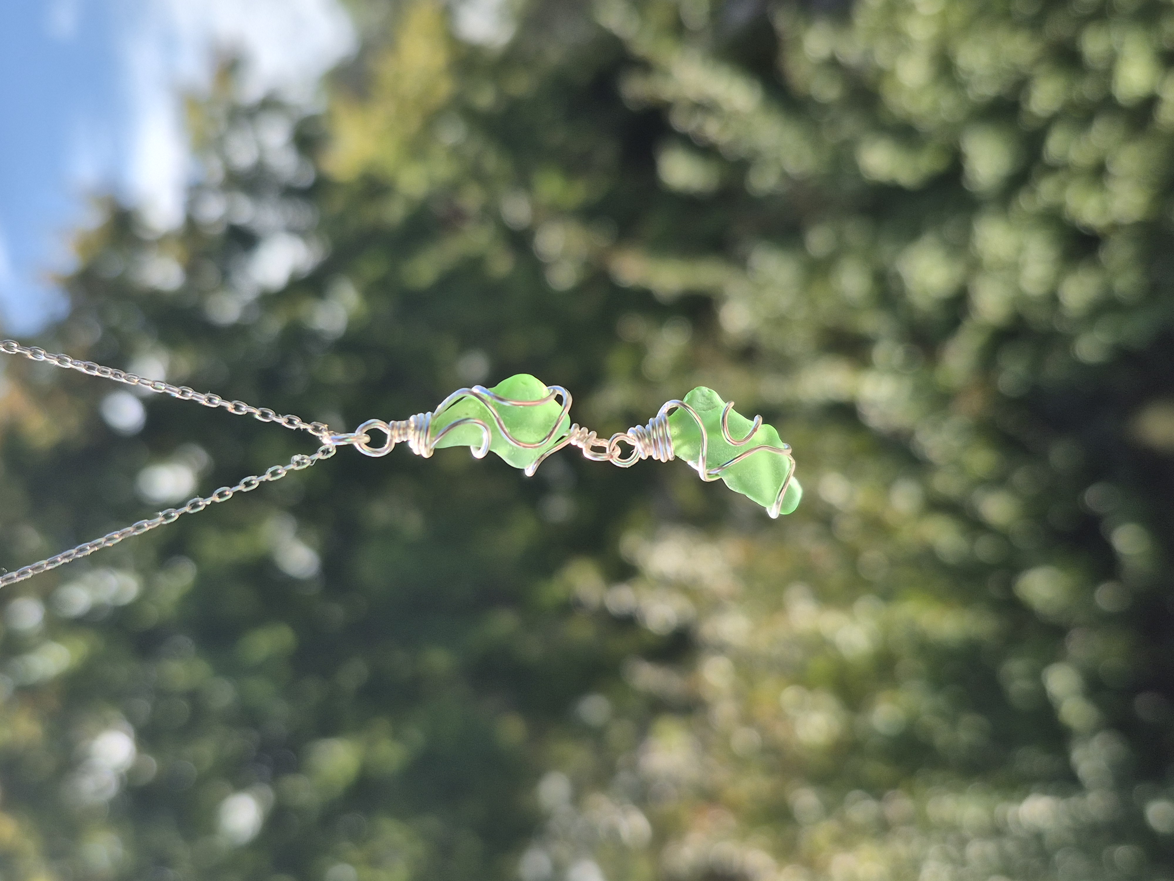 NZ shaped seaglass necklace