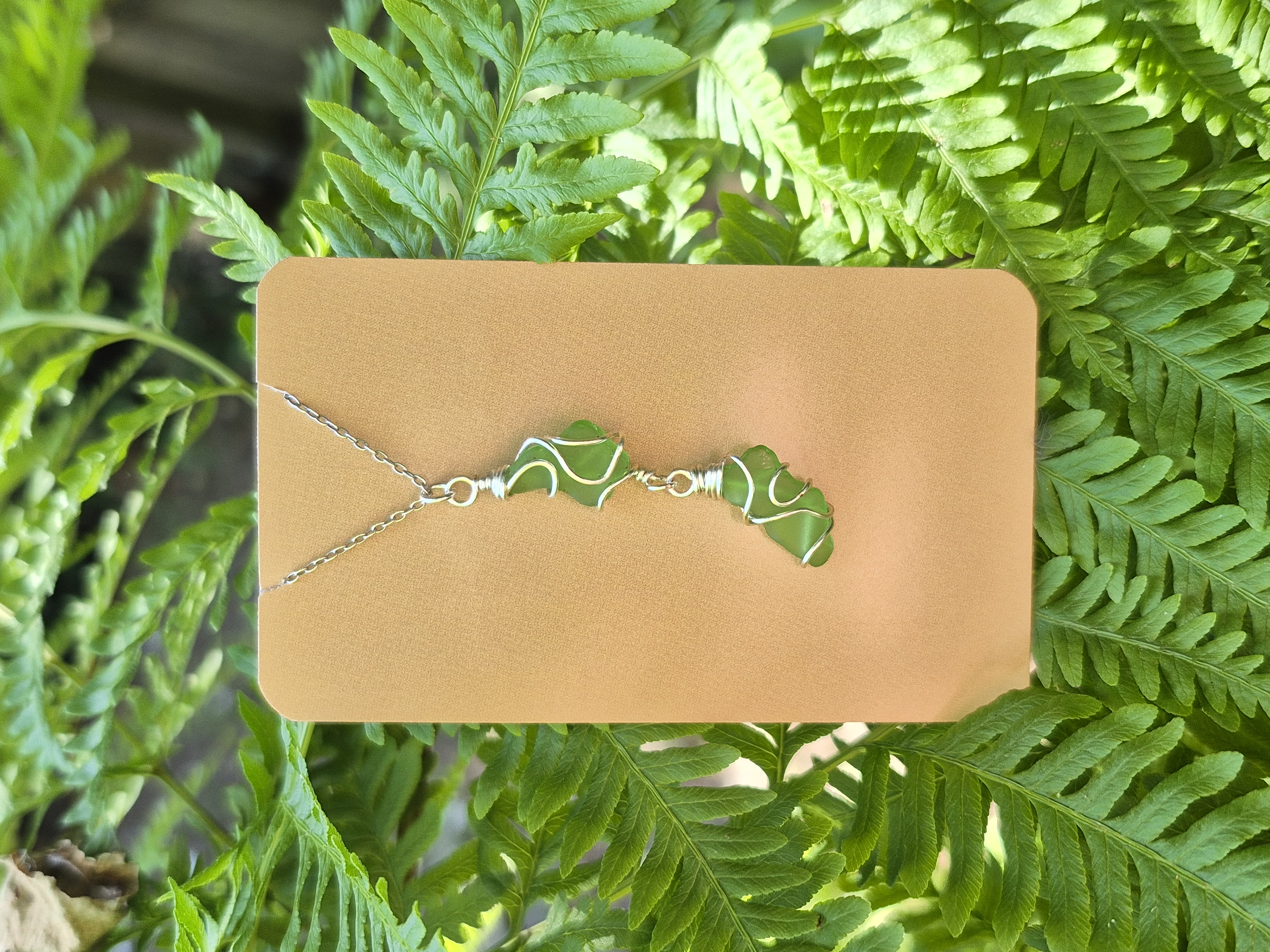 NZ shaped seaglass necklace