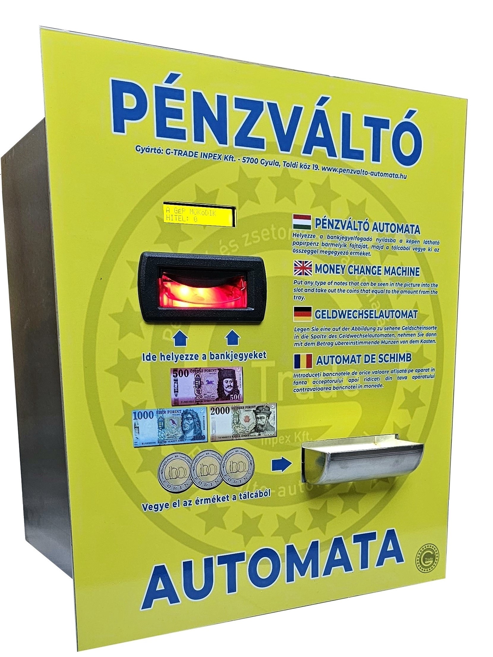 NTC-B1200  falba építhető pénzváltó automata,1 fajta érmét kezelő készülék full rozsdamentes kivitelben