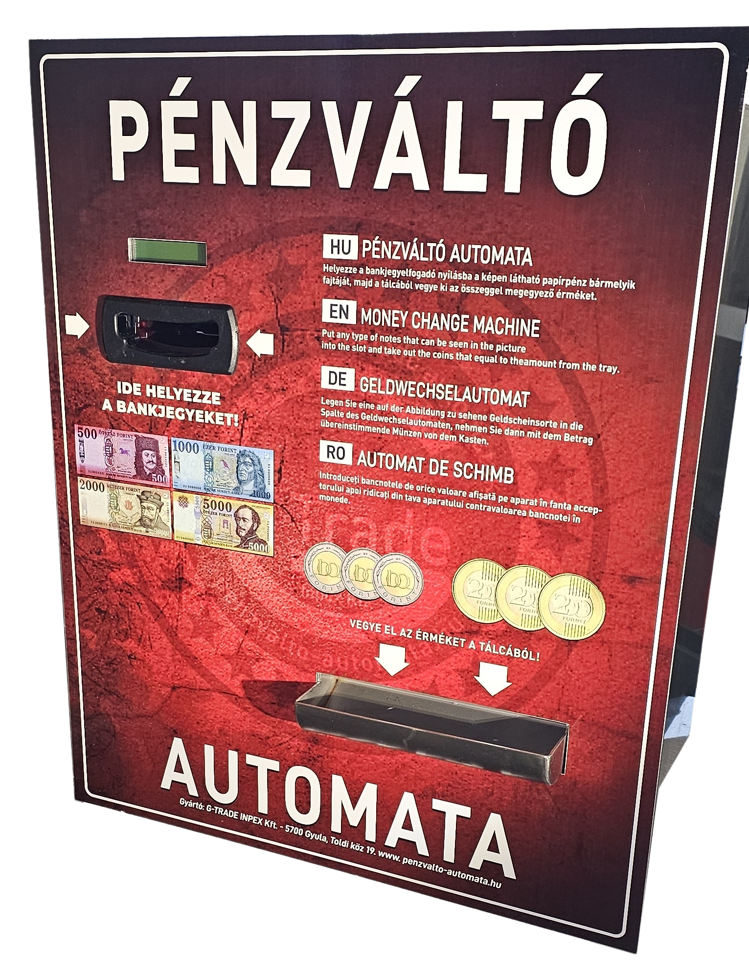 NTC-B6000 falba szerelhető pénzváltó automata full rozsdamentes, 2 fajta érmét kezelő kivitelben