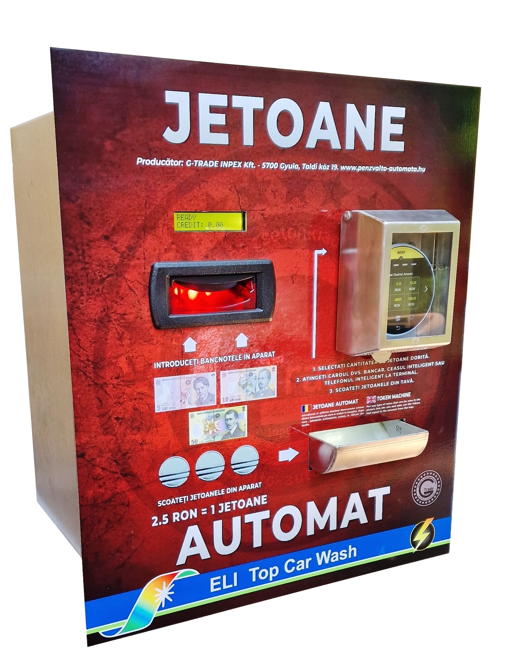 NTC-B1200NRO falba szerelhetó kivitel bankkártya terminállal szerelve,1 fajta érmét kezelő készülék /Román változat